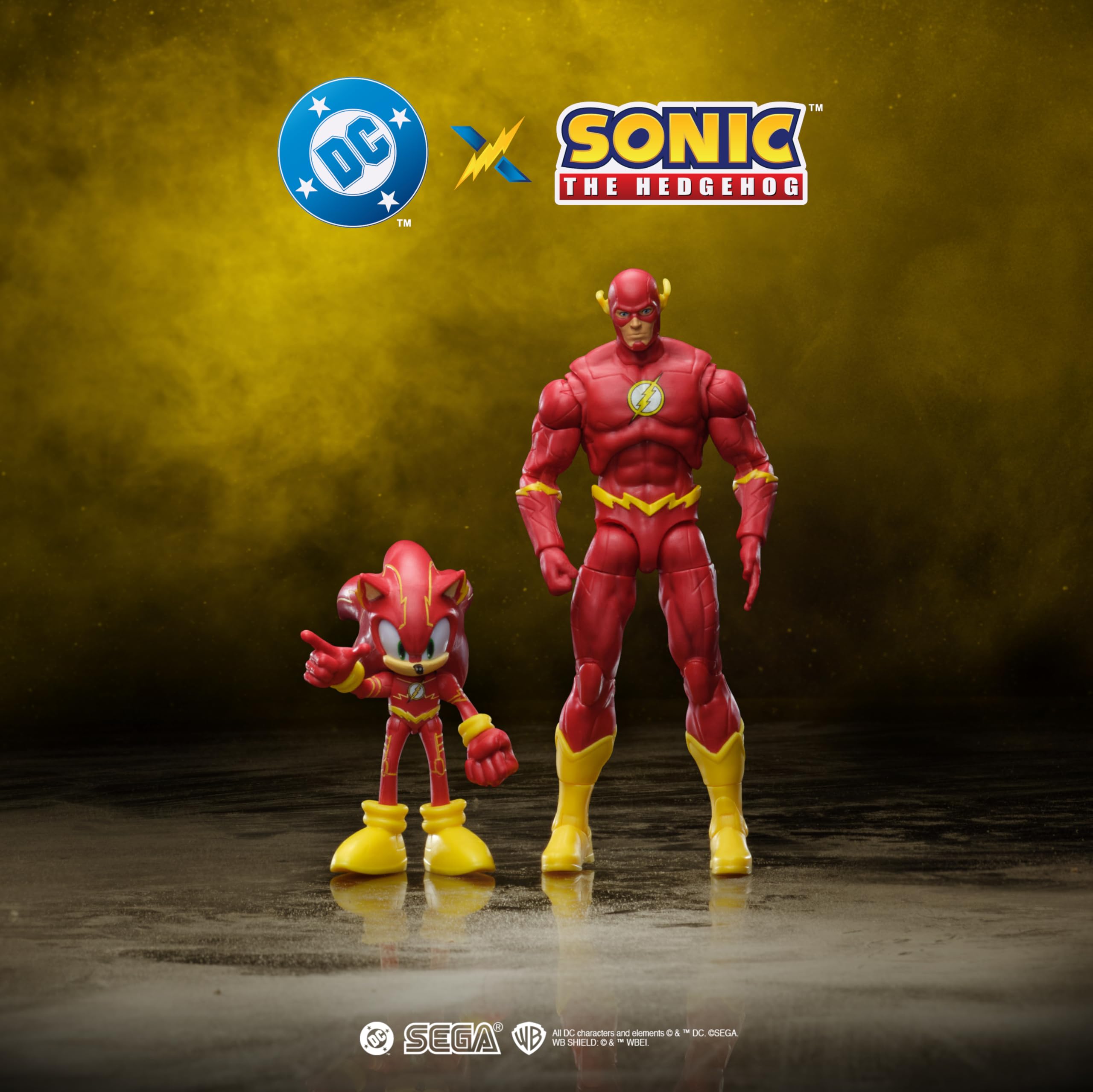 Sonic The Hedgehog DC Crossover Action Figure Multipack: Sonic as The Flash & Classic The Flash | 2.5" & 5" 8
