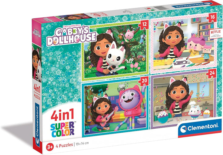 Clementoni 21524 Gabby's Dollhouse Puzzle - 4-in-1 Puzzle Set for Ages 3+