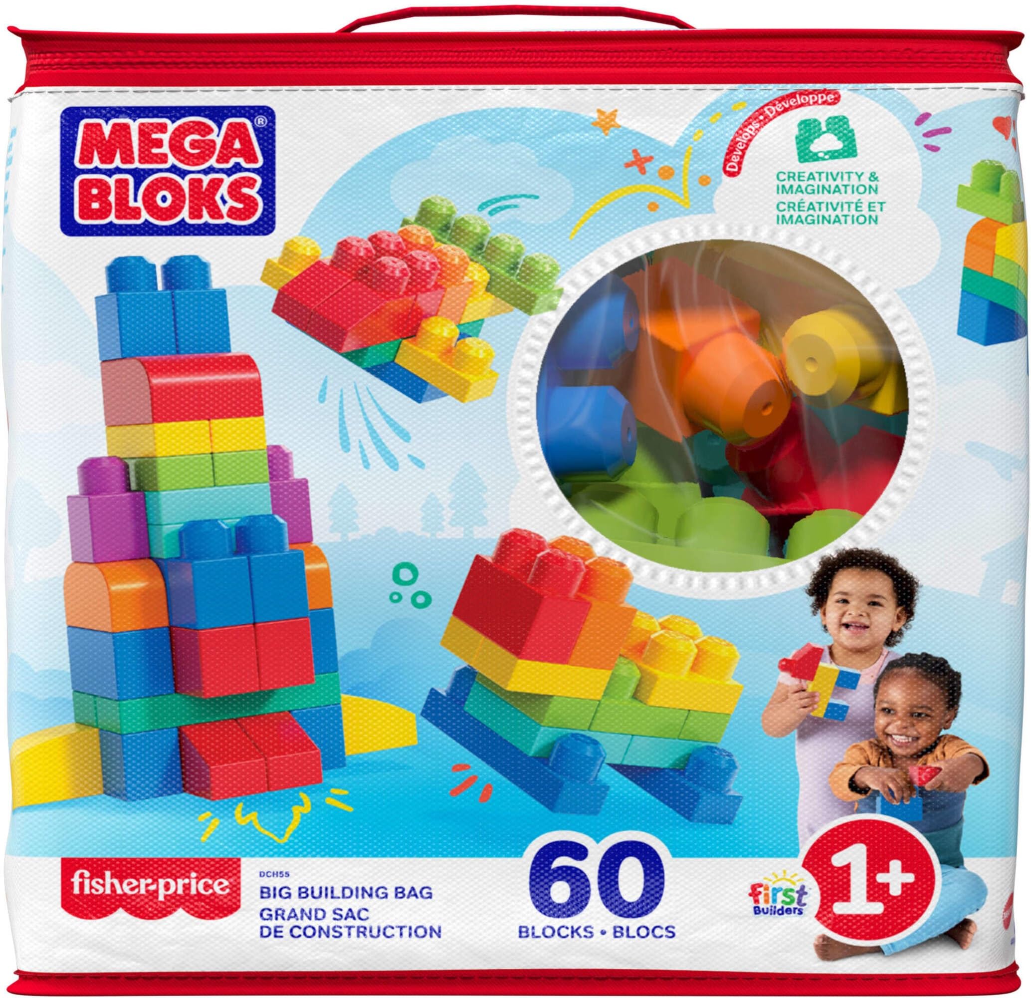 Mega Bloks DCH55 Big Building Bag, Azul 60 Piezas 12