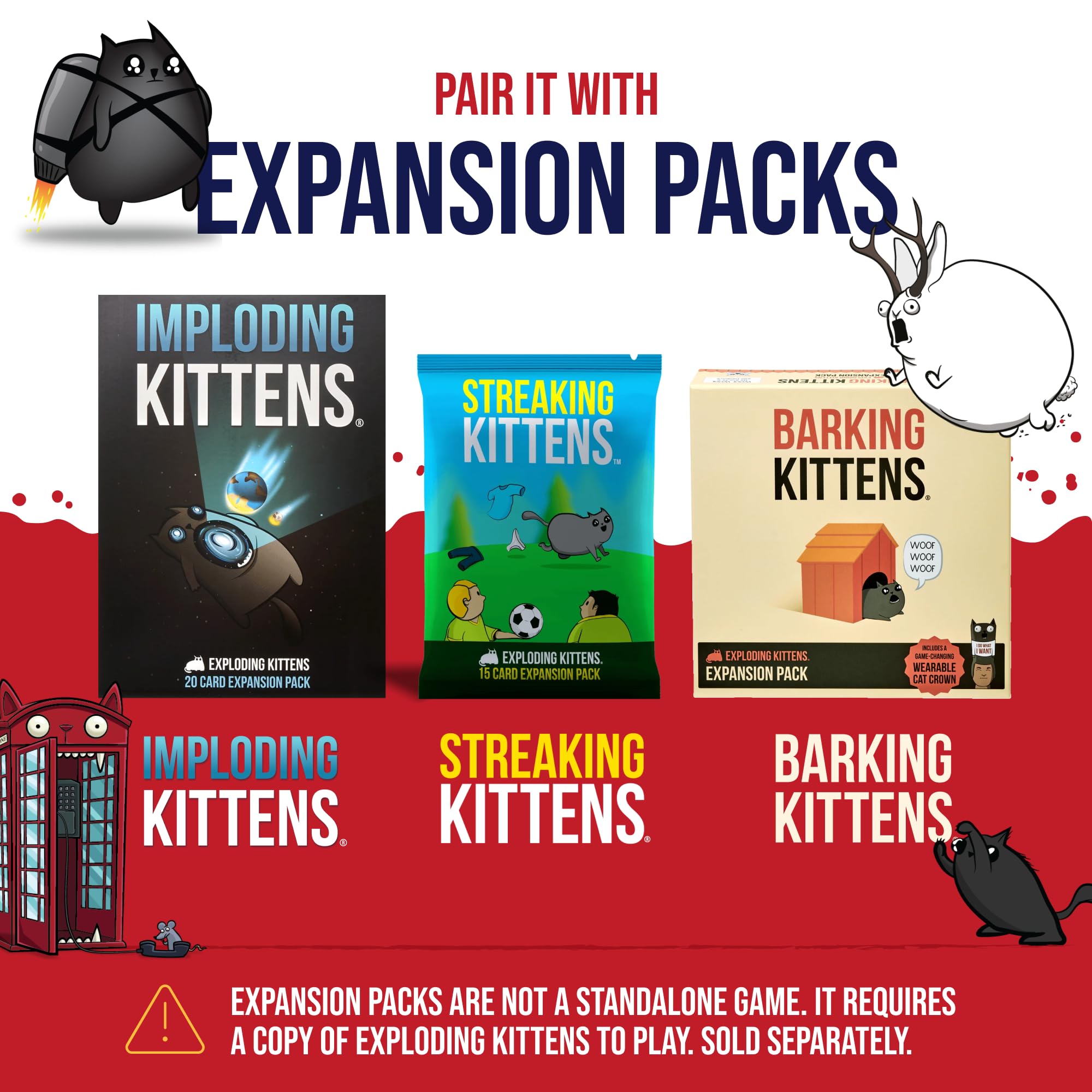 Exploding Kittens UK Edition Card Game - 2-5 Players | Ages 7+ | Portable Fun | Includes Chips 6