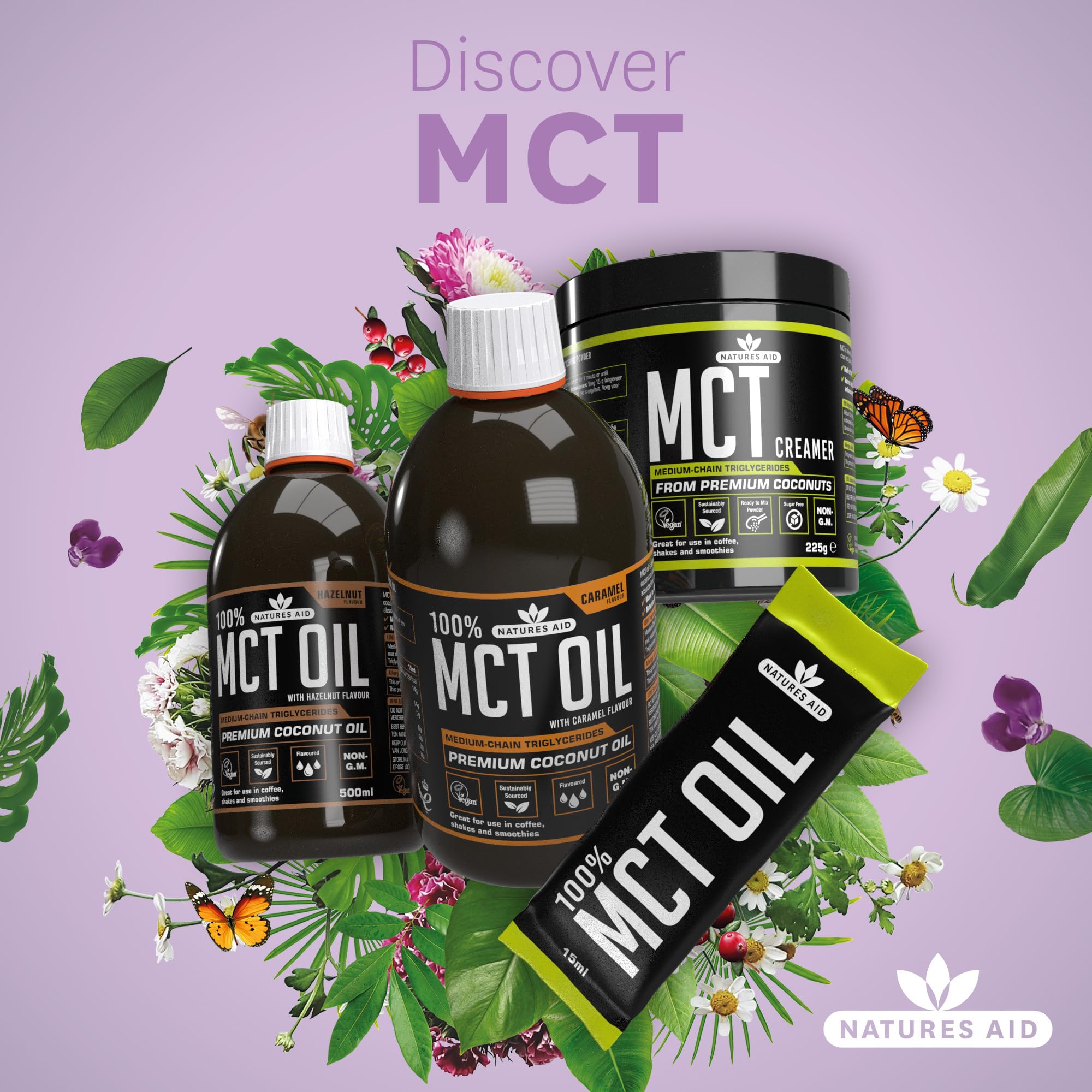 Natures Aid MCT Oil - Caramel Flavoured 100% Pure Coconut Oil for Energy | 500ml Liquid 8