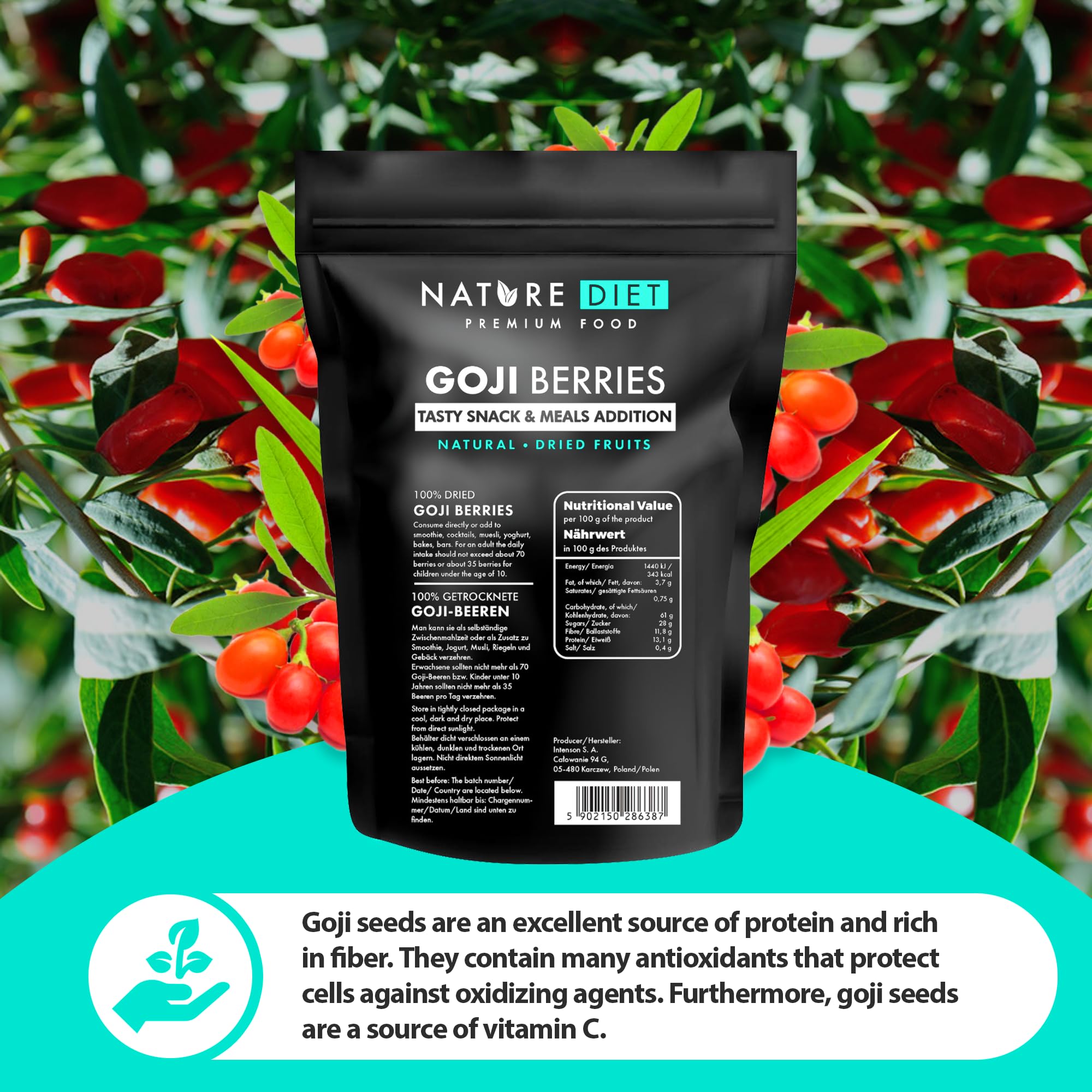 Nature Diet Goji Berries - Healthy Snack Rich in Protein & Vitamin C | 1000g Dried Fruit 4