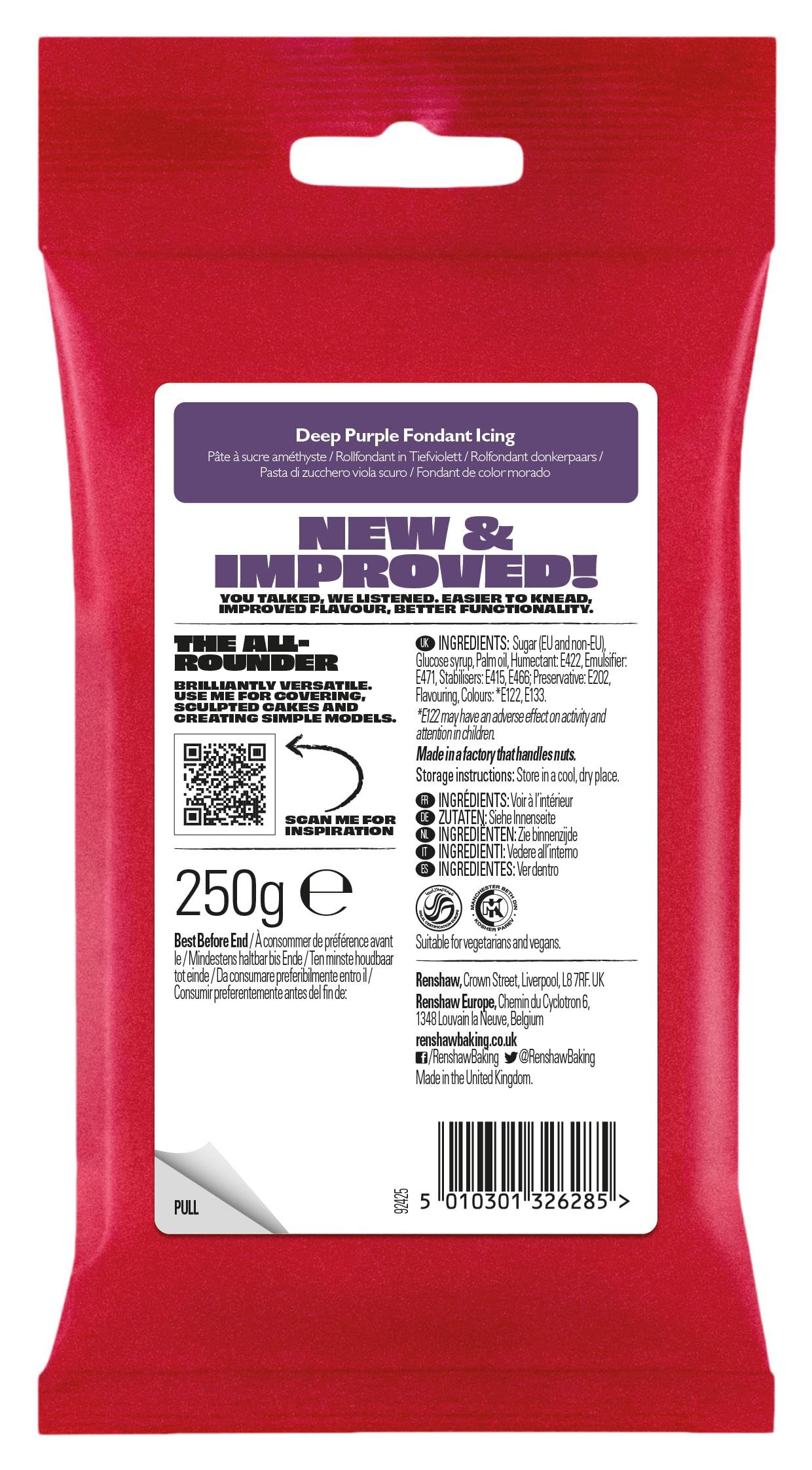 Renshaw Just Roll With It Fondant Icing - Deep Purple, 250 g | Ready to Roll Vegan Icing 2