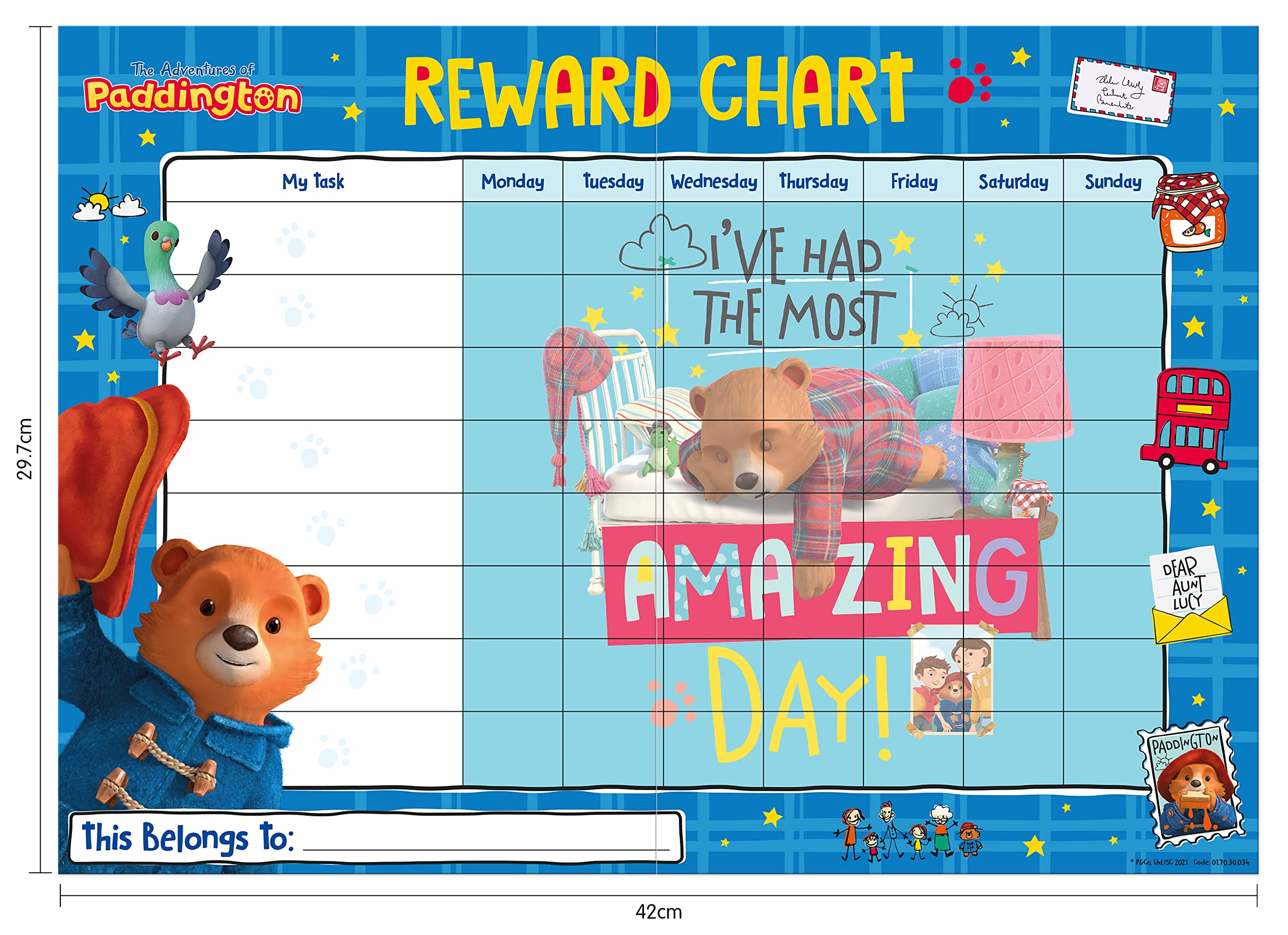 Paper Projects The Adventures of Paddington Reward Chart - Encourages Good Behaviour | Includes 56 Sparkly Stickers | Unisex Children 7