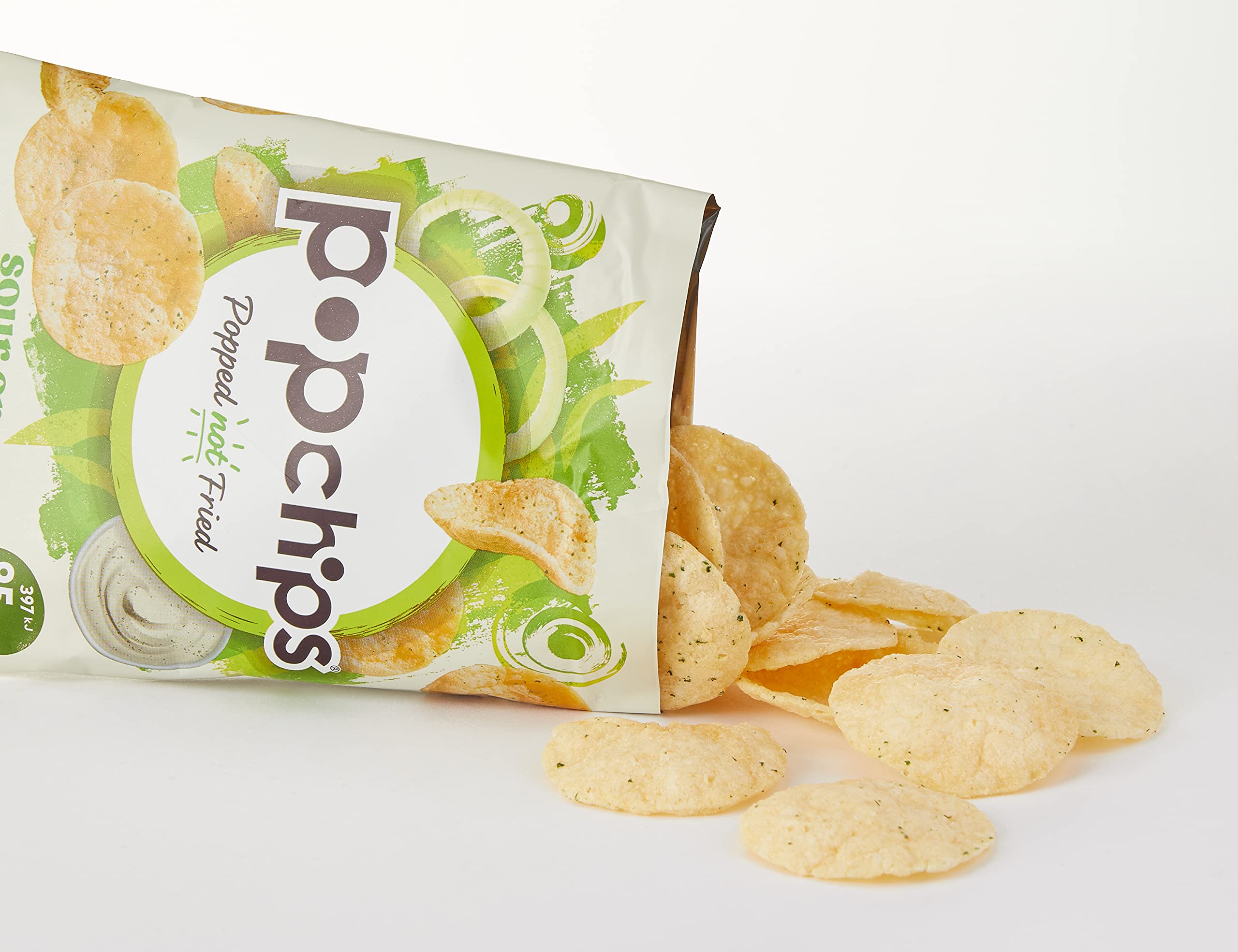 Popchips Sour Cream and Onion Popped Potato Chips - 24 Pack of 23g Bags | Less Than 100 Calories