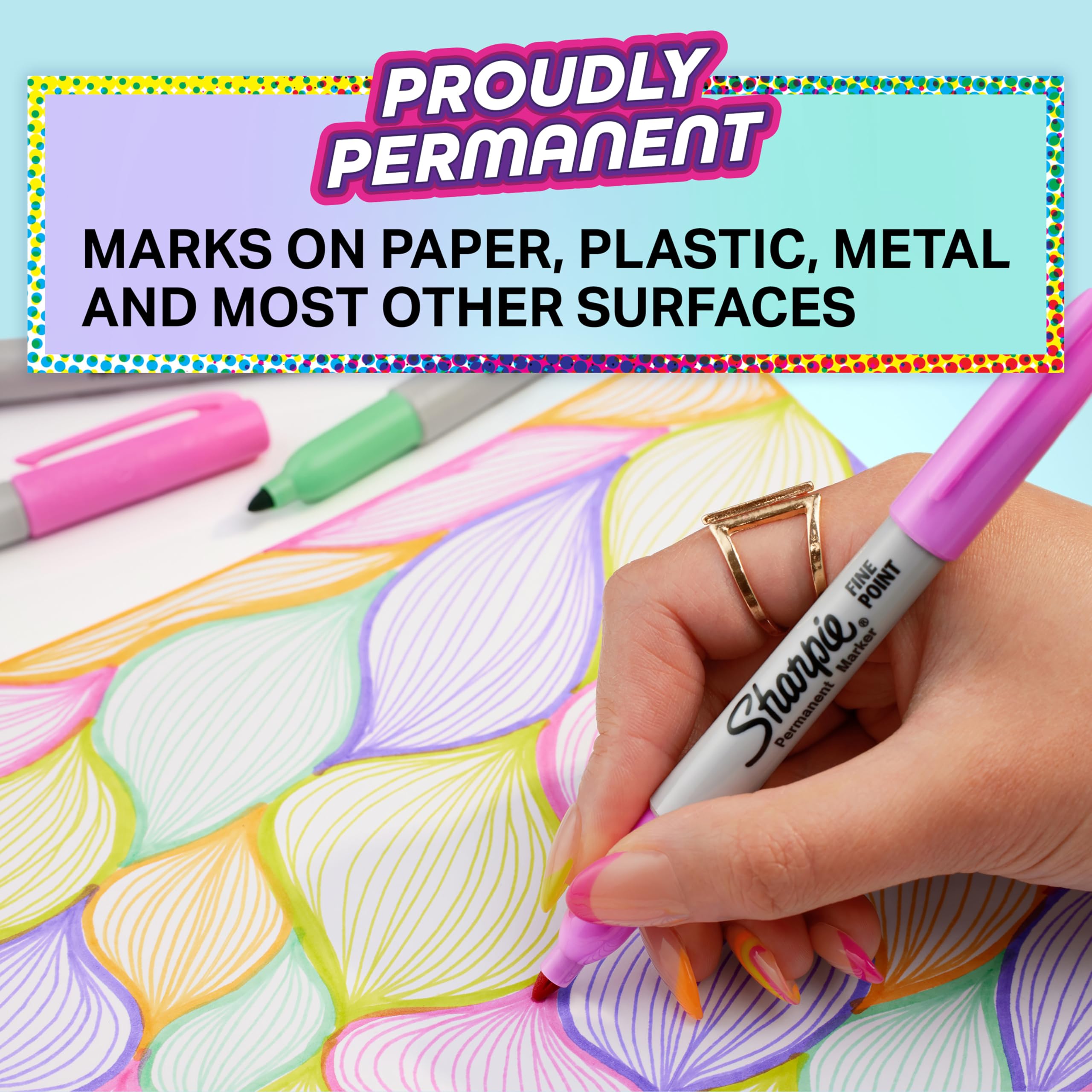 Sharpie Glam Pop Permanent Markers | Fine Point for Bold Details | Assorted 3