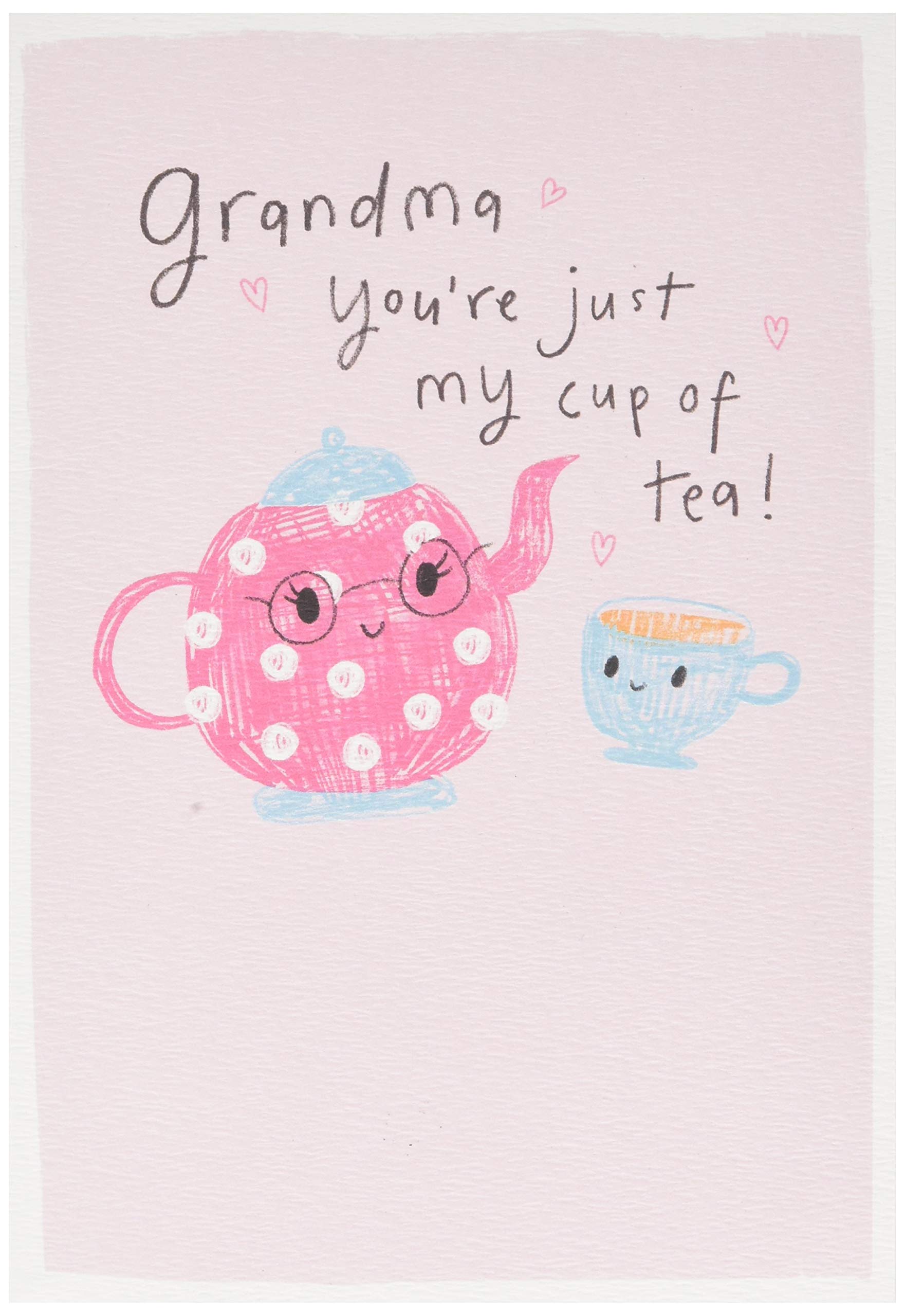 Hallmark Birthday Card for Grandma - Cute Cup of Tea Design | Textured Board | Pink