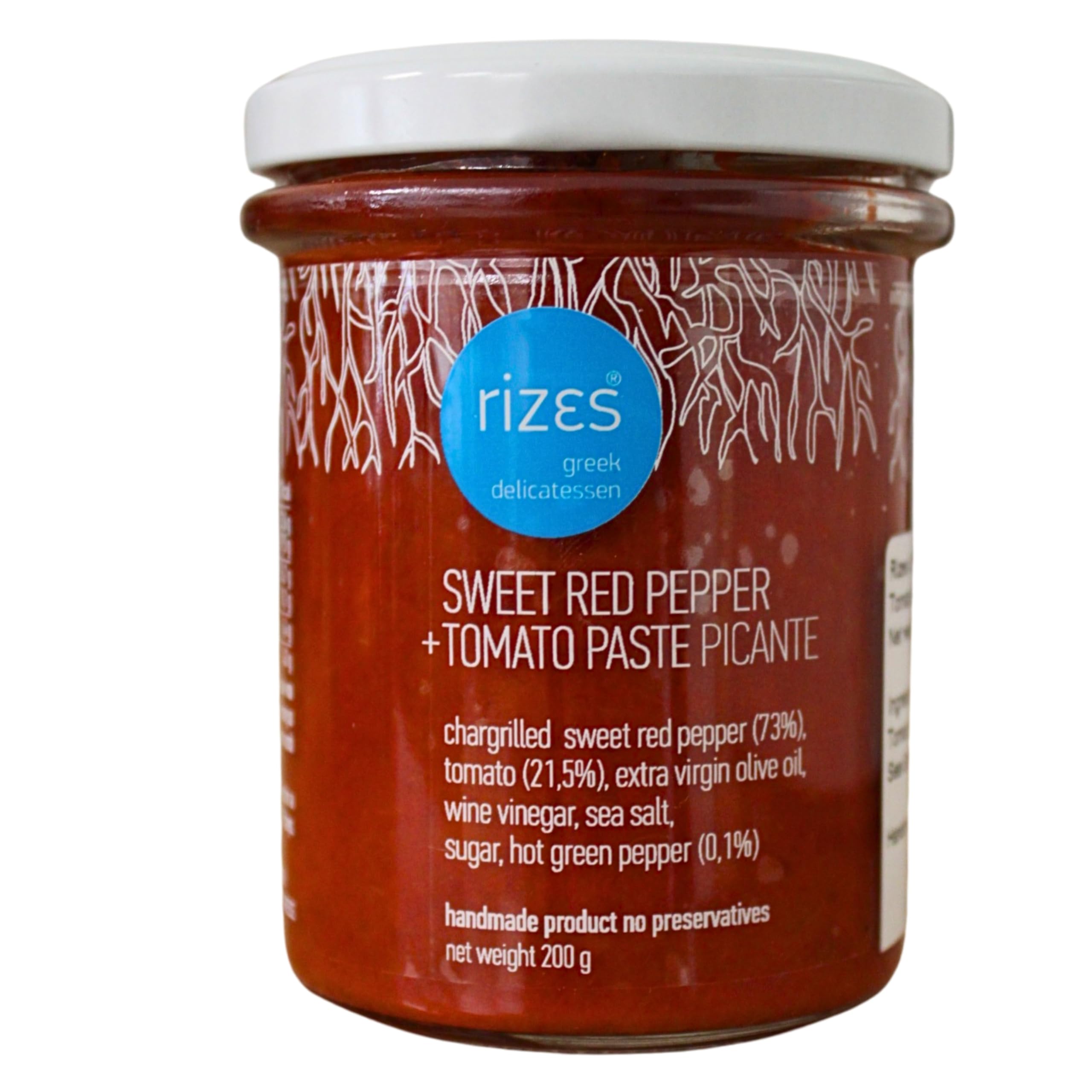 Rizes Greek Delicatessen Sweet Red Pepper & Tomato Paste Picante | 200g Jar | Made in Greece 1