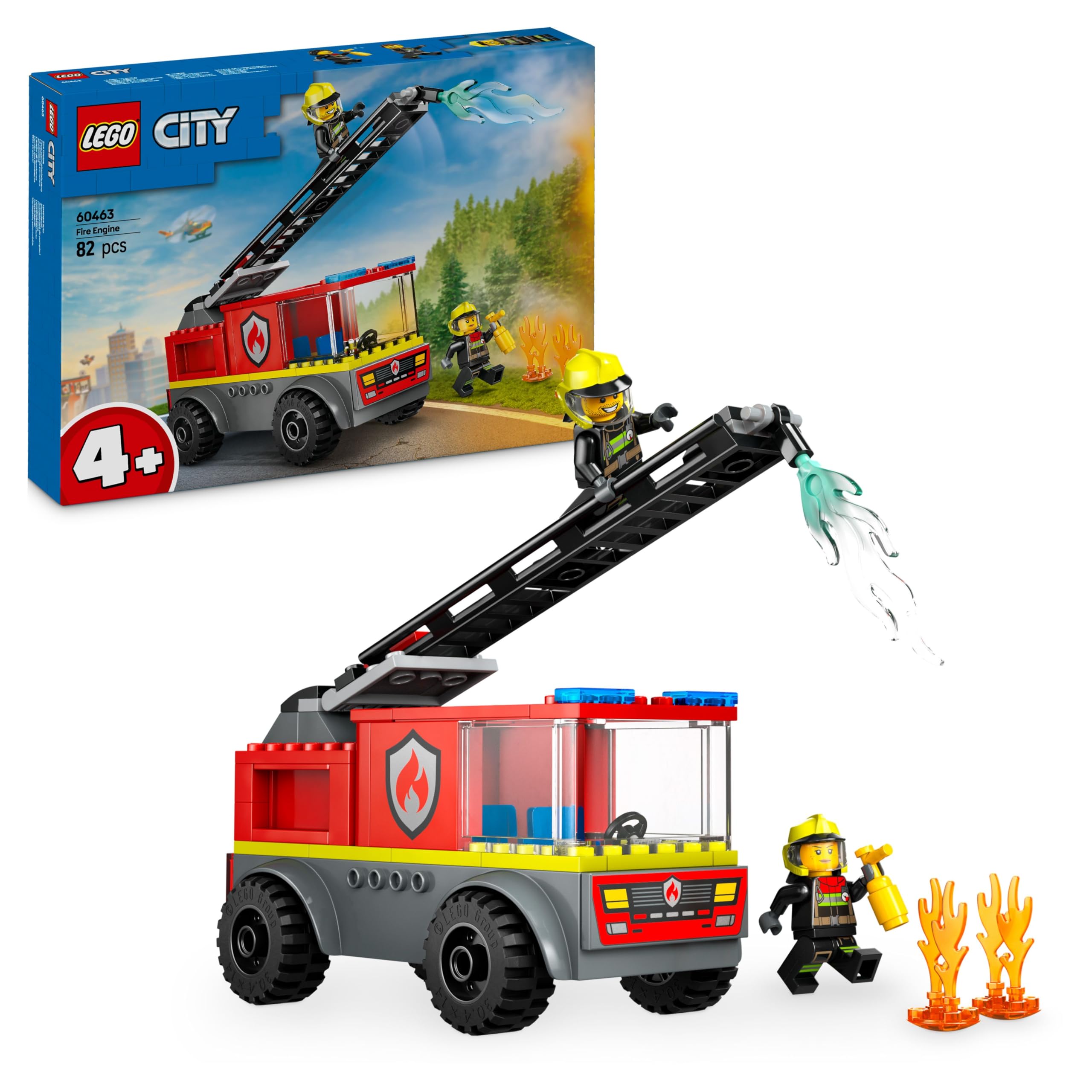 LEGO City Fire Engine with Ladder Building Set 60463 | Ages 4+ | Includes 2 Minifigures