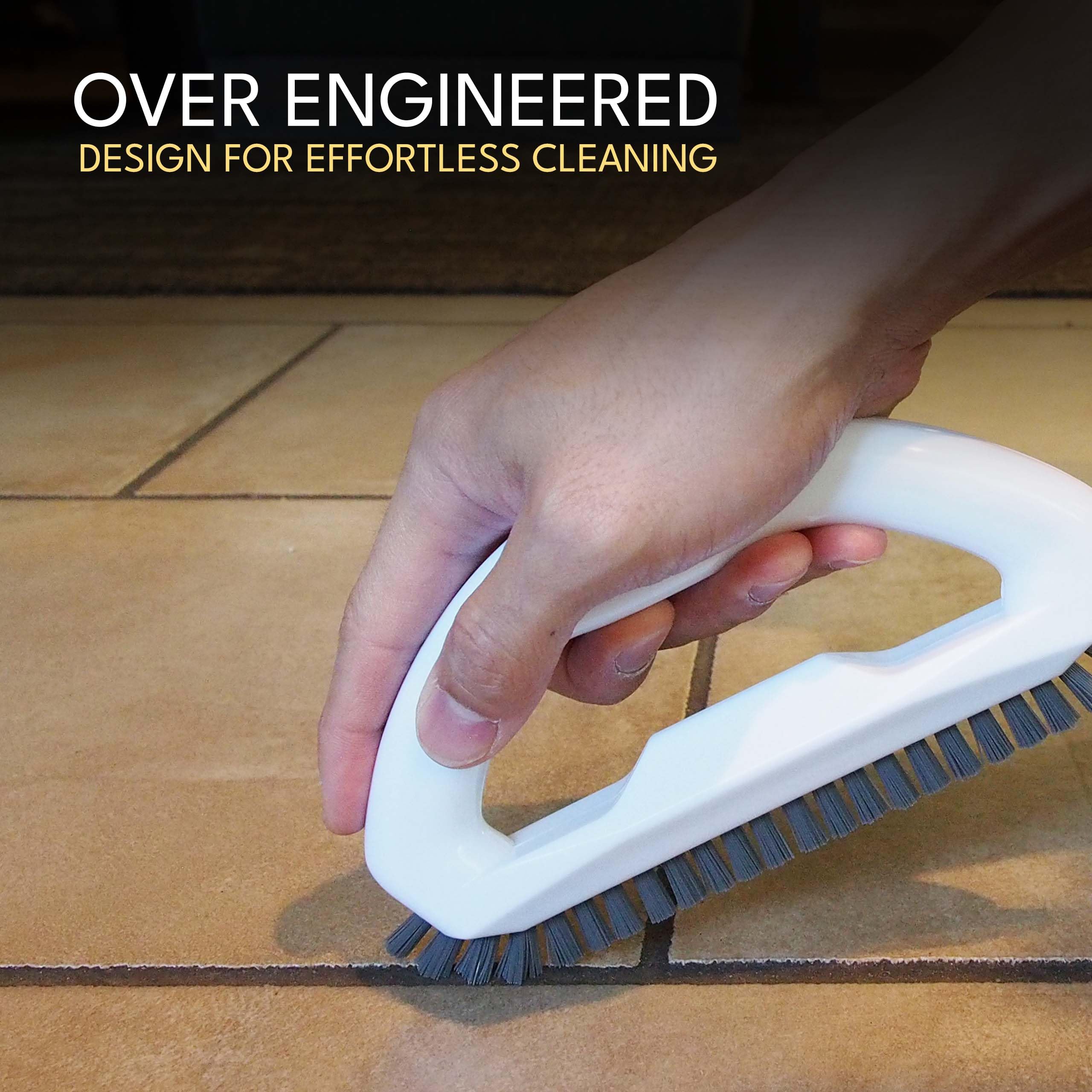 The Crown Choice Grout Cleaner Brush - Stiff Angled Bristles for Tile & Corner Cleaning | Heavy Duty Nylon 7