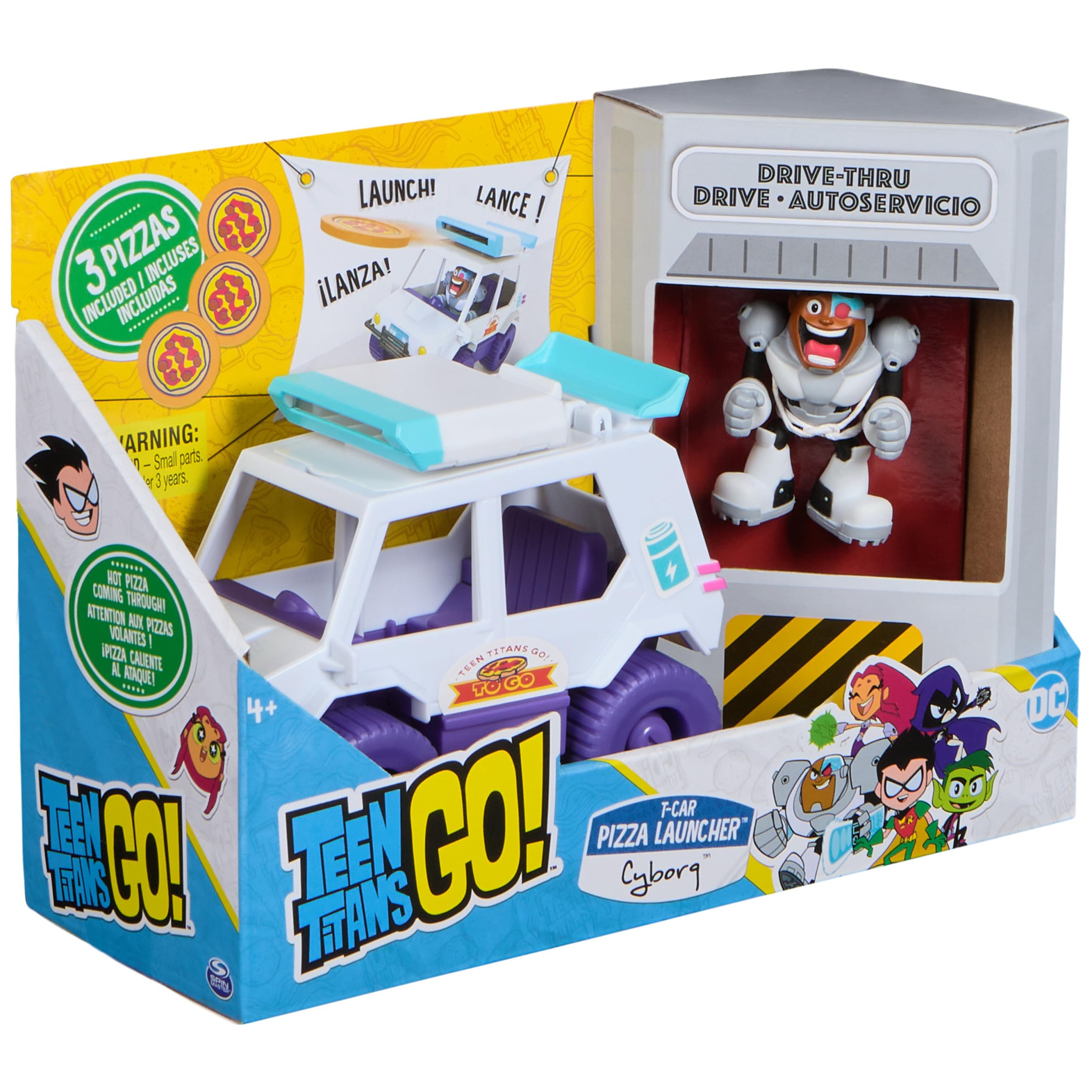DC Comics Teen Titans Go! T-Car Pizza Launcher Playset - Ages 4+ 6