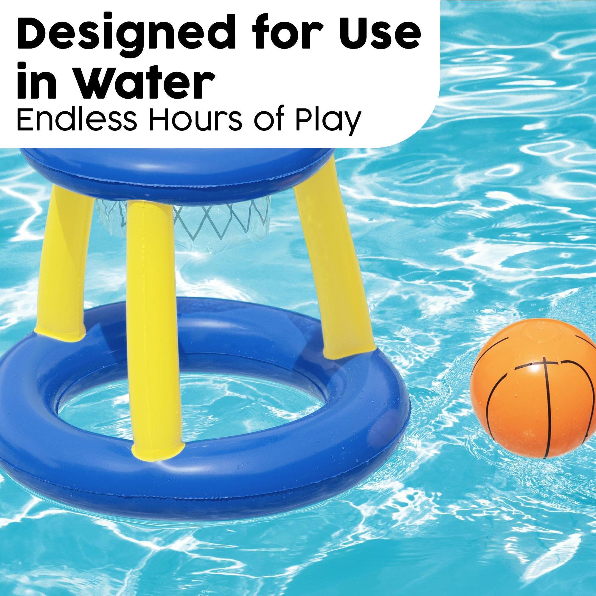 Bestway Splash N Hoop Inflatable Basketball Swimming Set | Floats on Water | Orange