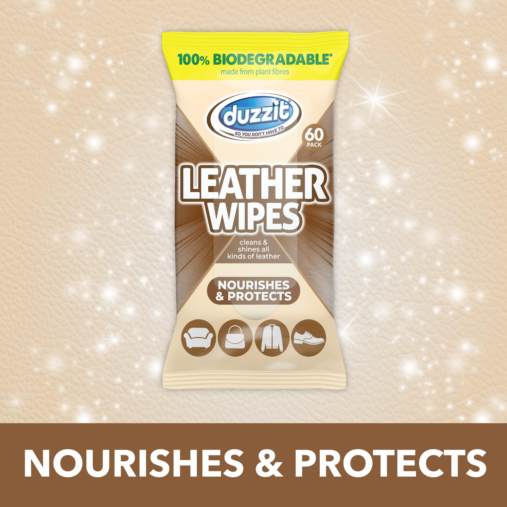 Duzzit Leather Wipes - 60 Count Pack | Nourishing & Protecting | Citrus Scent 5