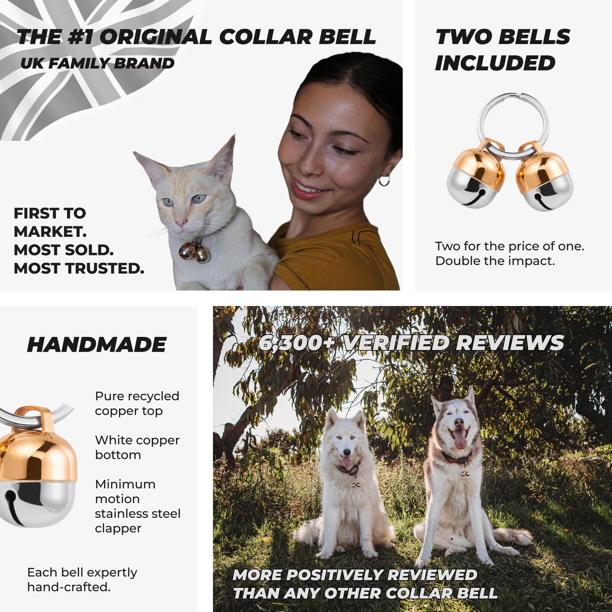 Beau's Bells Copper Pet Bells - 2 Extra Loud Bells | Tracker | Wildlife Protection