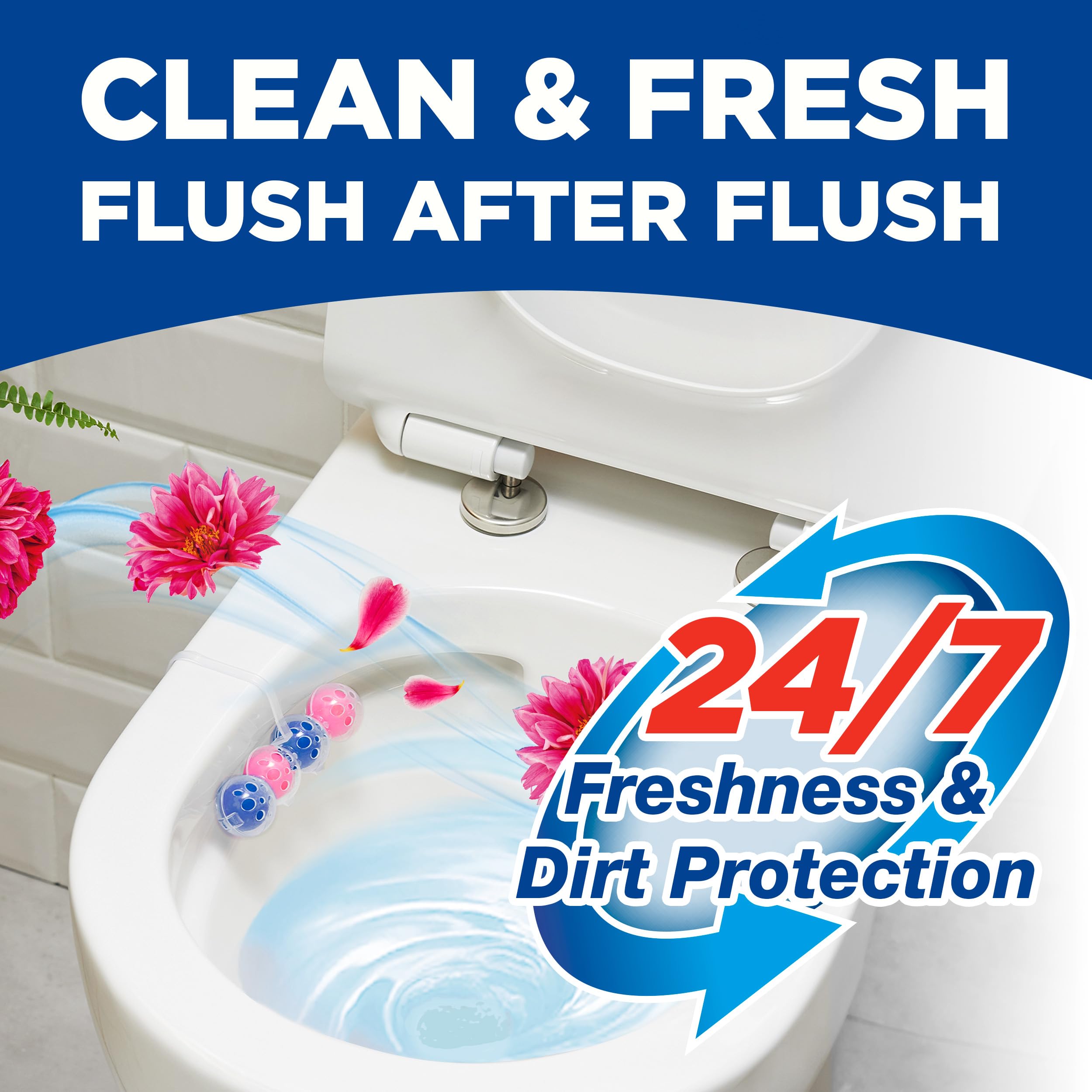 Bloo Power Active Toilet Rim Block Fresh Flowers, Anti-Limescale, 2 Count (Pack of 1) 2