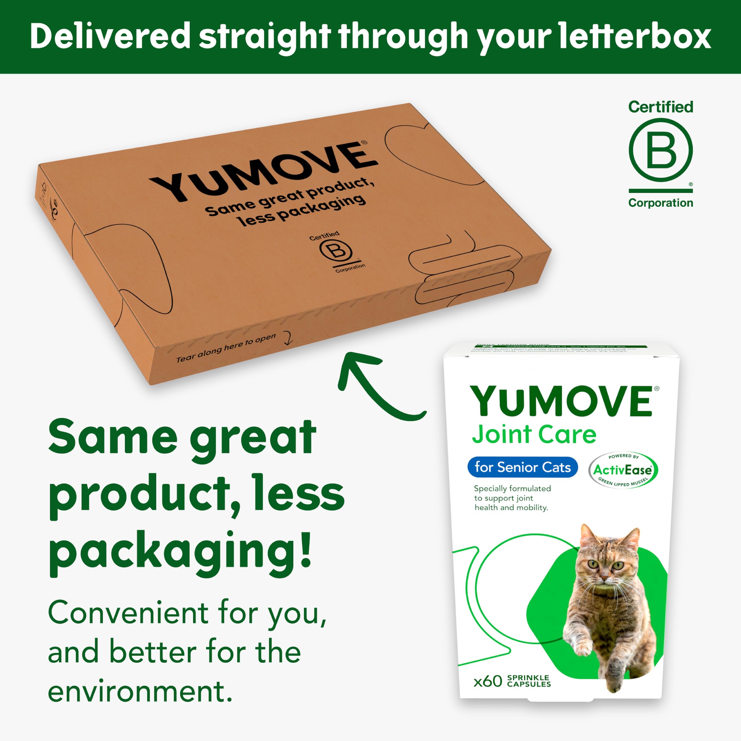 YuMOVE Senior Cat Joint Supplement for Cats Aged 8 Weeks+ | 60 Capsules | Aids Mobility 2