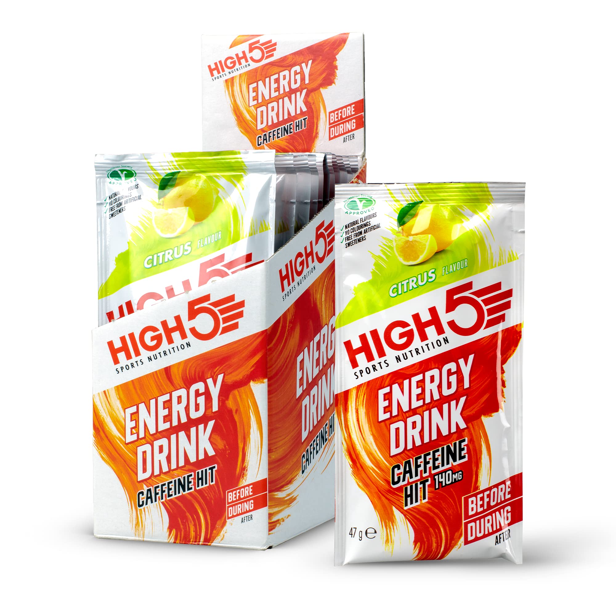 HIGH5 Energy Drink Caffeine Hit Powder - Citrus | Dual Source Carb | 12 x 47g Sachets 1
