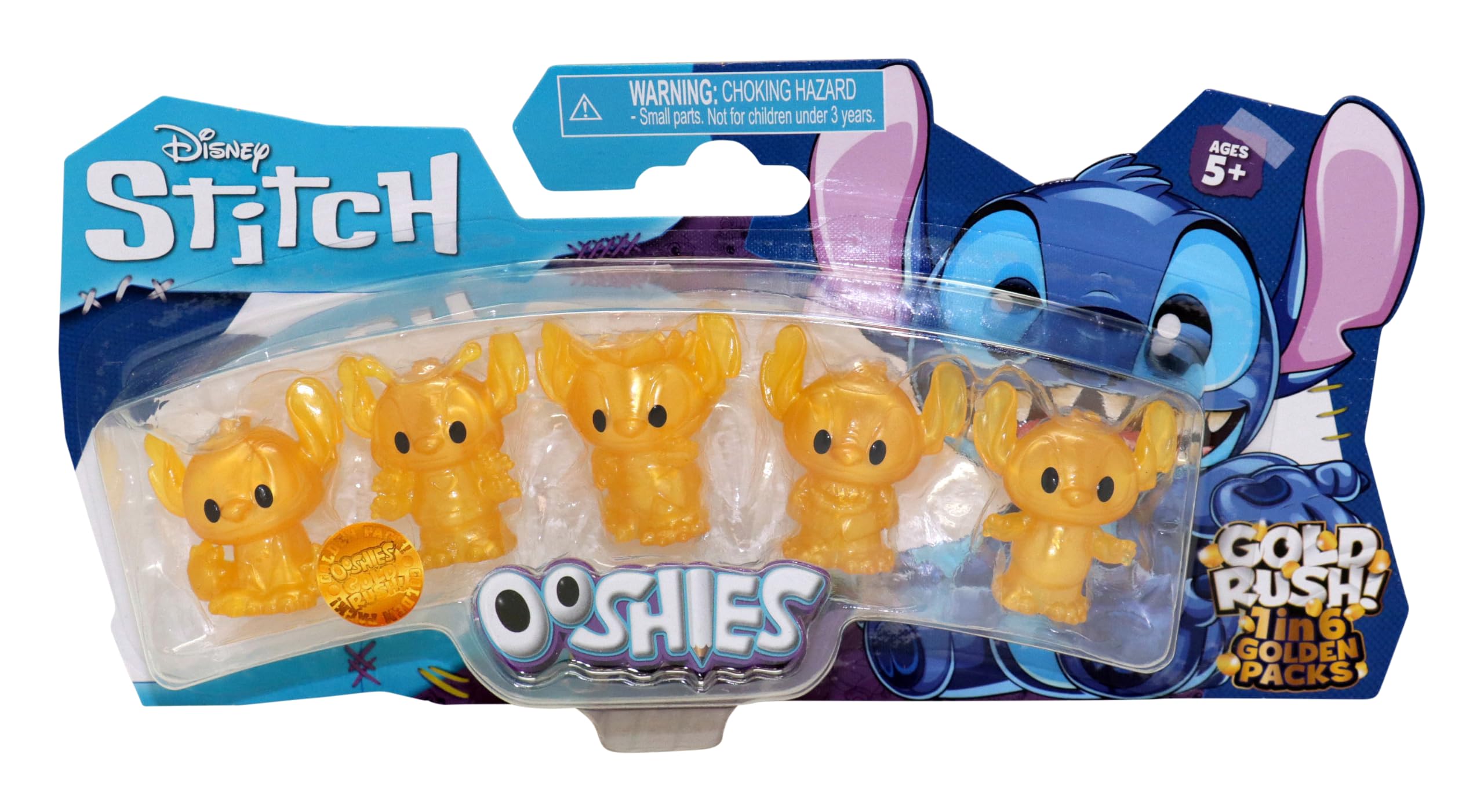 Ooshies Stitch Collectibles 5 Pack Pencil Toppers - Includes Rare Gold Pack Chance, Disney Character Figures, Ages 5+ 4