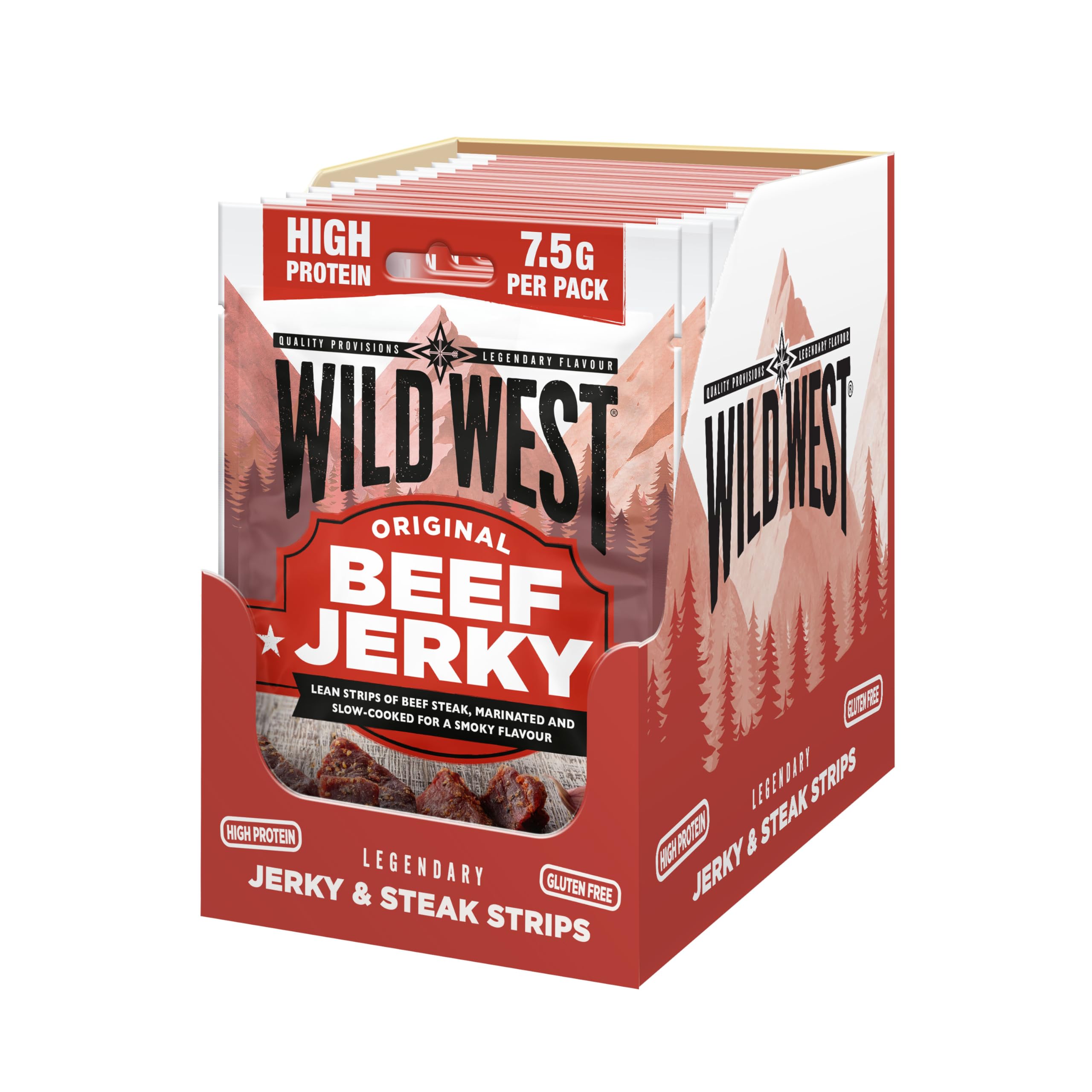 WILD WEST Original Beef Jerky - High Protein, Gluten Free Snack | 25g Pack of 12 1