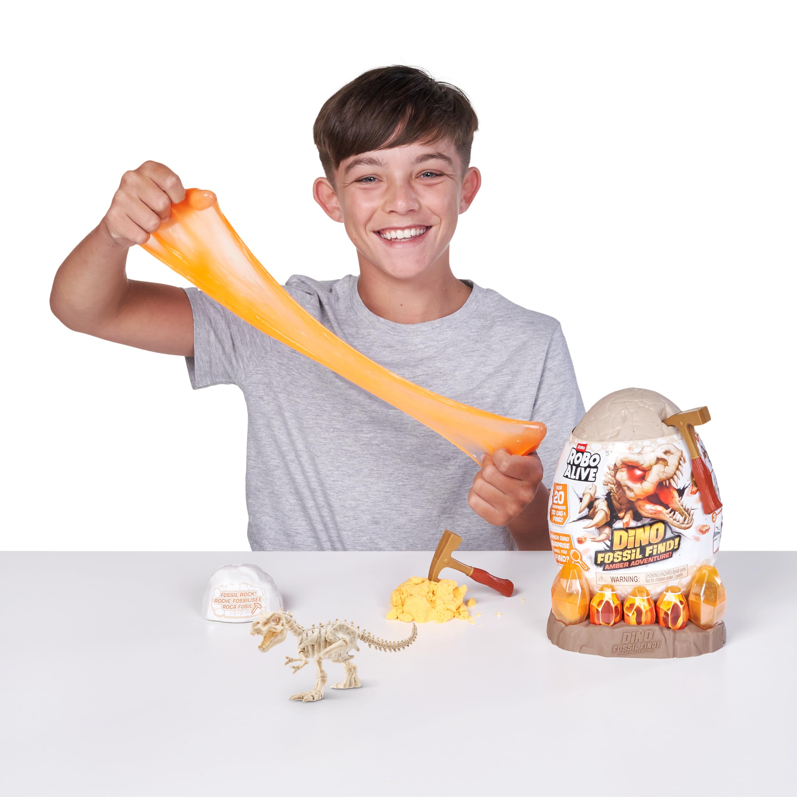 Robo Alive Fossil Find Amber Adventure T-REX Dinosaur Dig Kit | 20+ Surprises | Ages 6+ 5