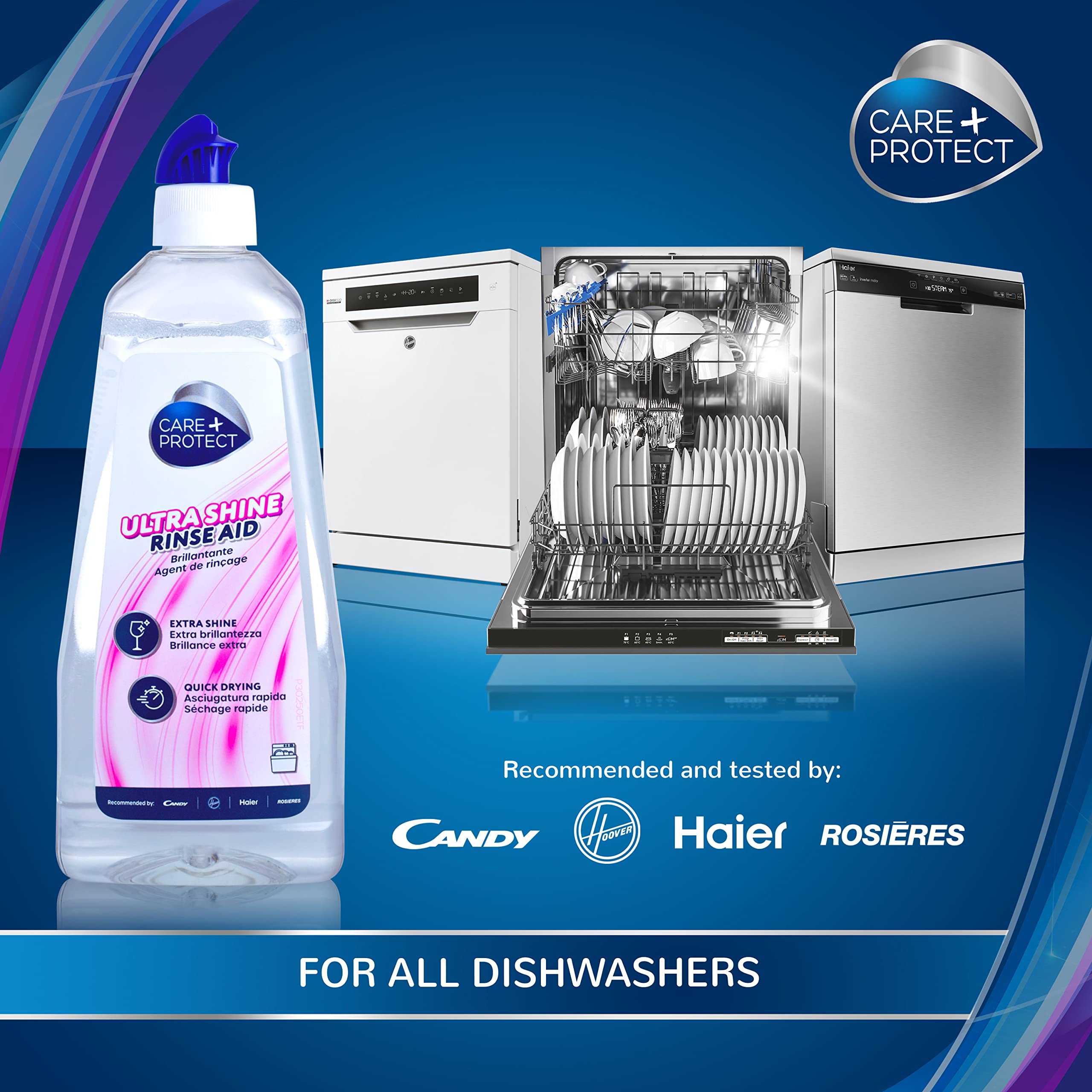 CARE + PROTECT ECO+ Rinse Aid for All Dishwashers - Unscented Liquid, 580 ml (Pack of 3) 6