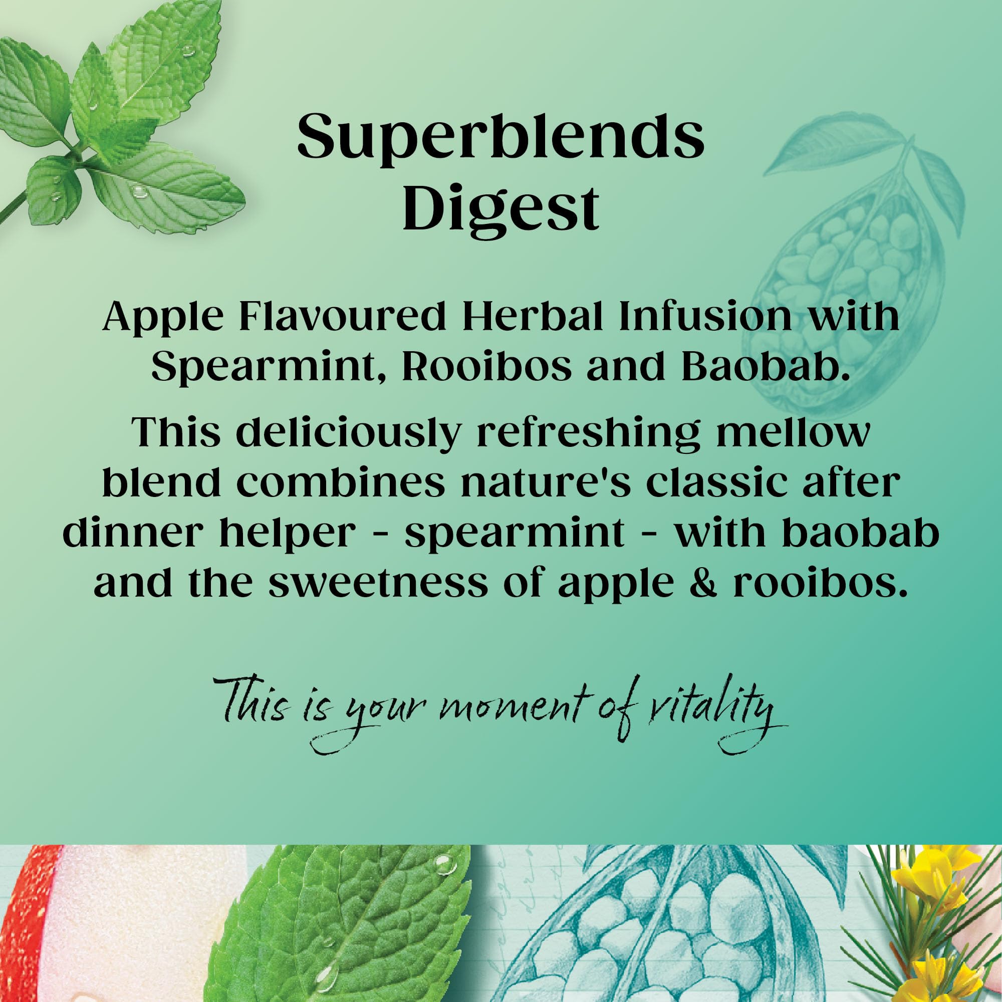 Twinings Superblends Digest Tea - Spearmint & Apple Herbal Infusion | Caffeine Free, Vegan | 4 x 20 Count Teabags 2