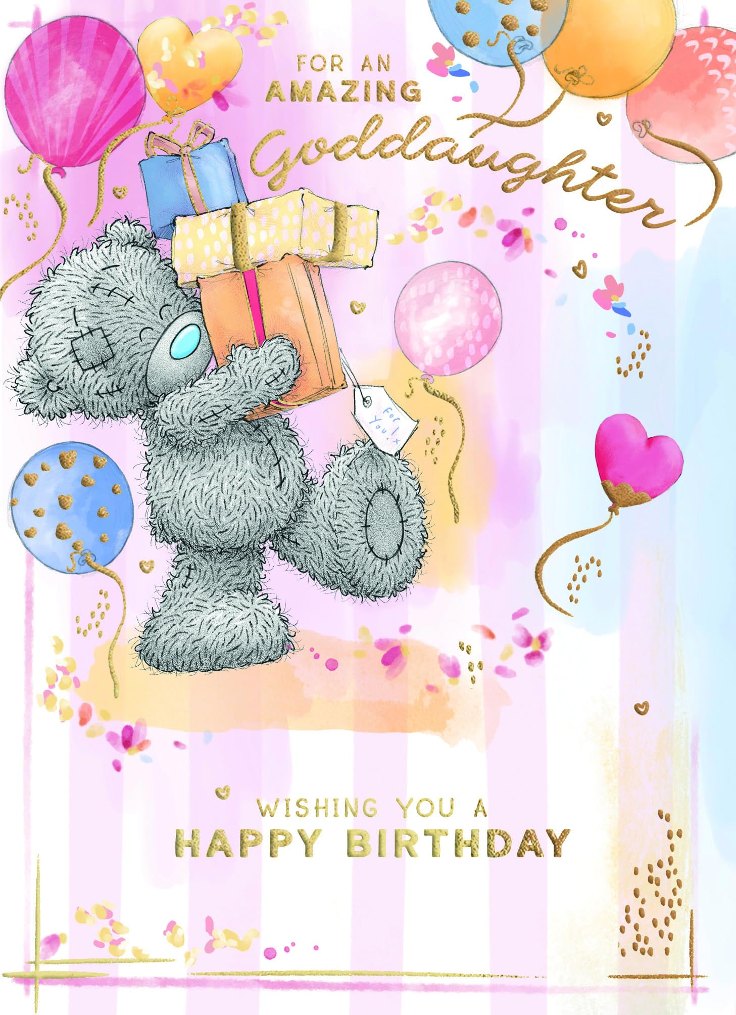 Me To You Bear Tatty Teddy 'For An Amazing Goddaughter' Luxury Gold Foil Birthday Card | 5 x 7 Inches