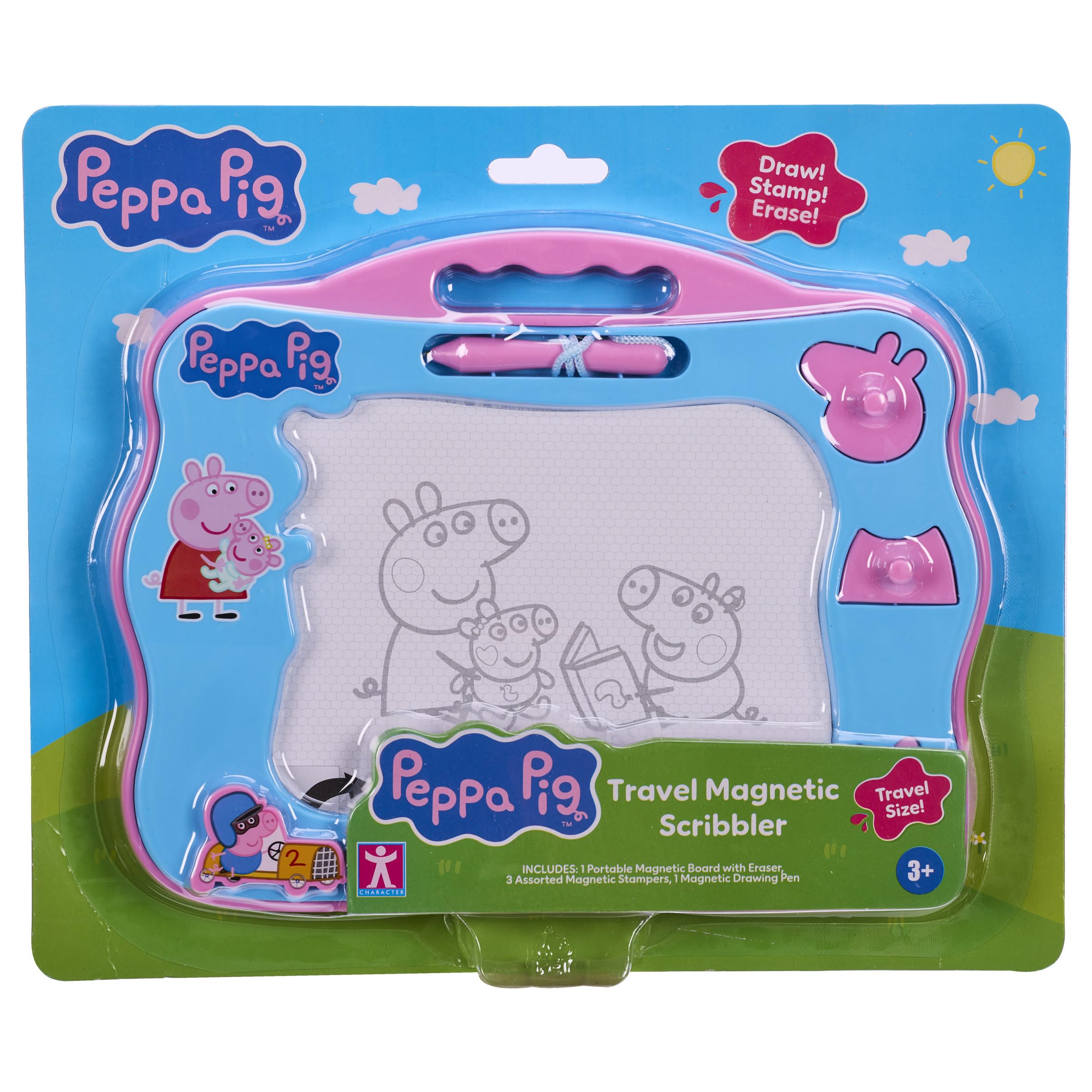 Peppa Pig Travel Magnetic Scribbler - Mess-Free Drawing | Includes 3 Stamps | Ages 3+ 4