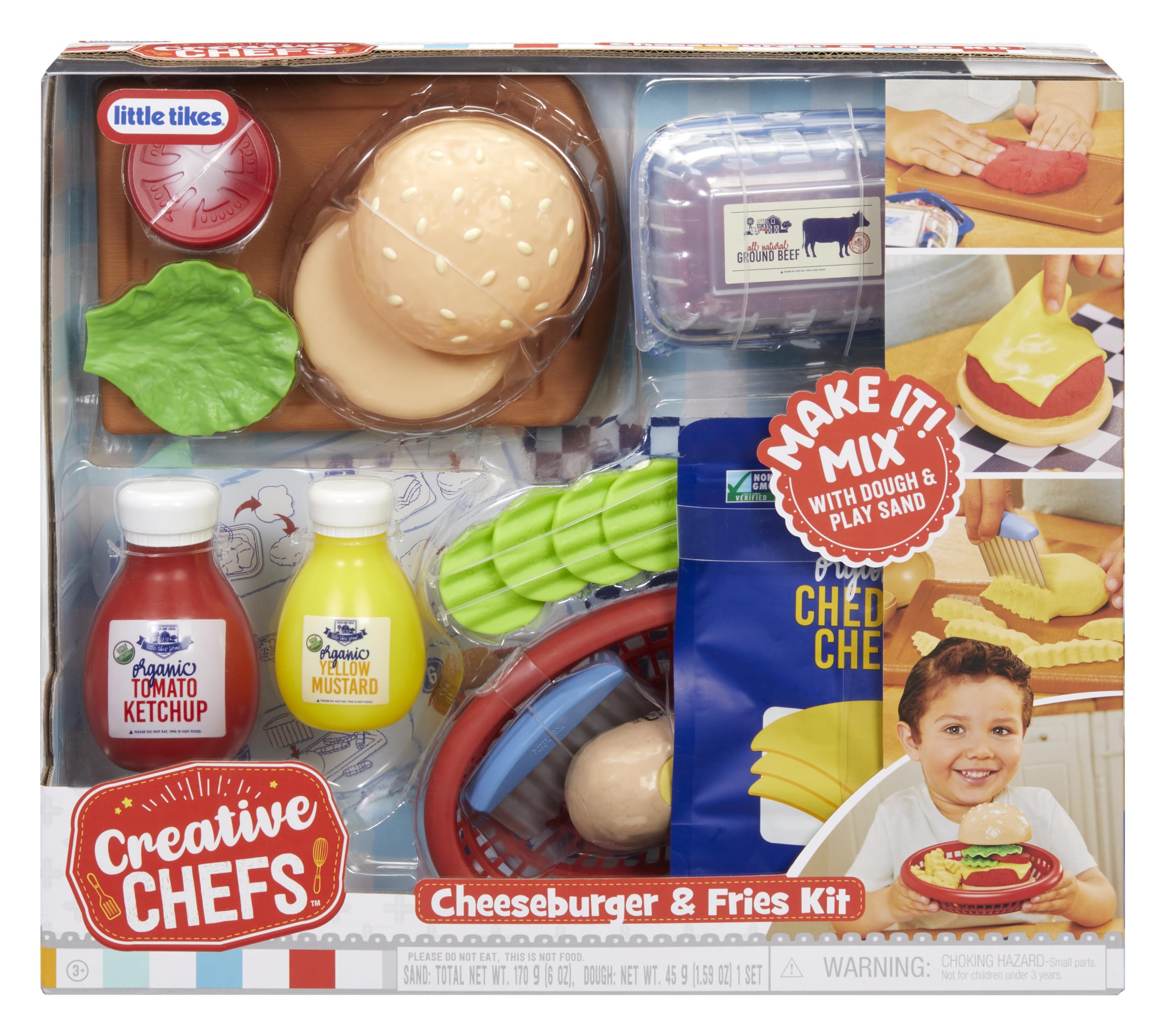 Little Tikes Creative Chefs Cheeseburger and Fries Kit - Realistic Role Play Cooking Set for Kids 3+