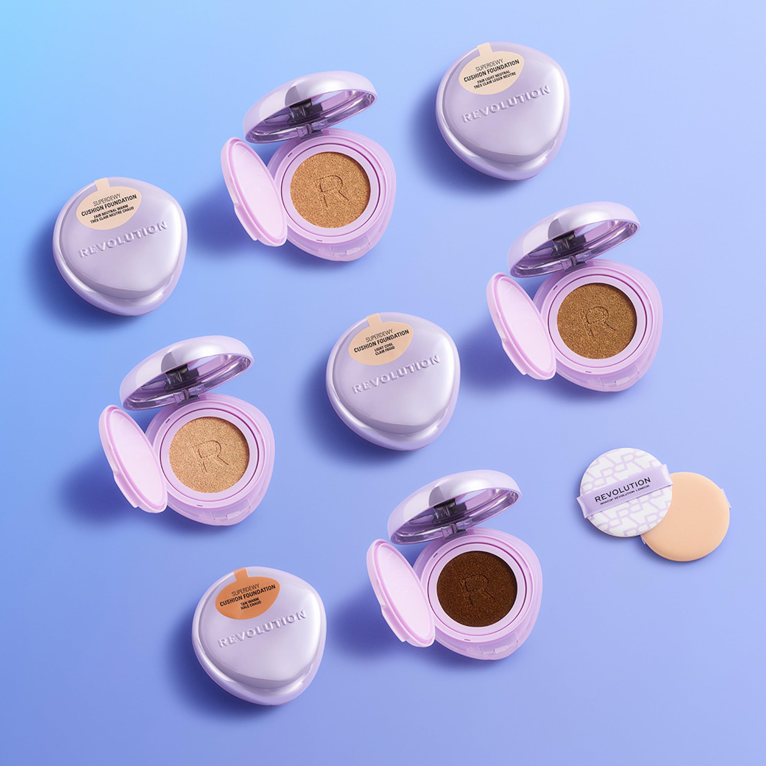 Revolution Beauty London Superdewy Cushion Foundation - Buildable Coverage, Hydrating Finish | Tan Warm 5