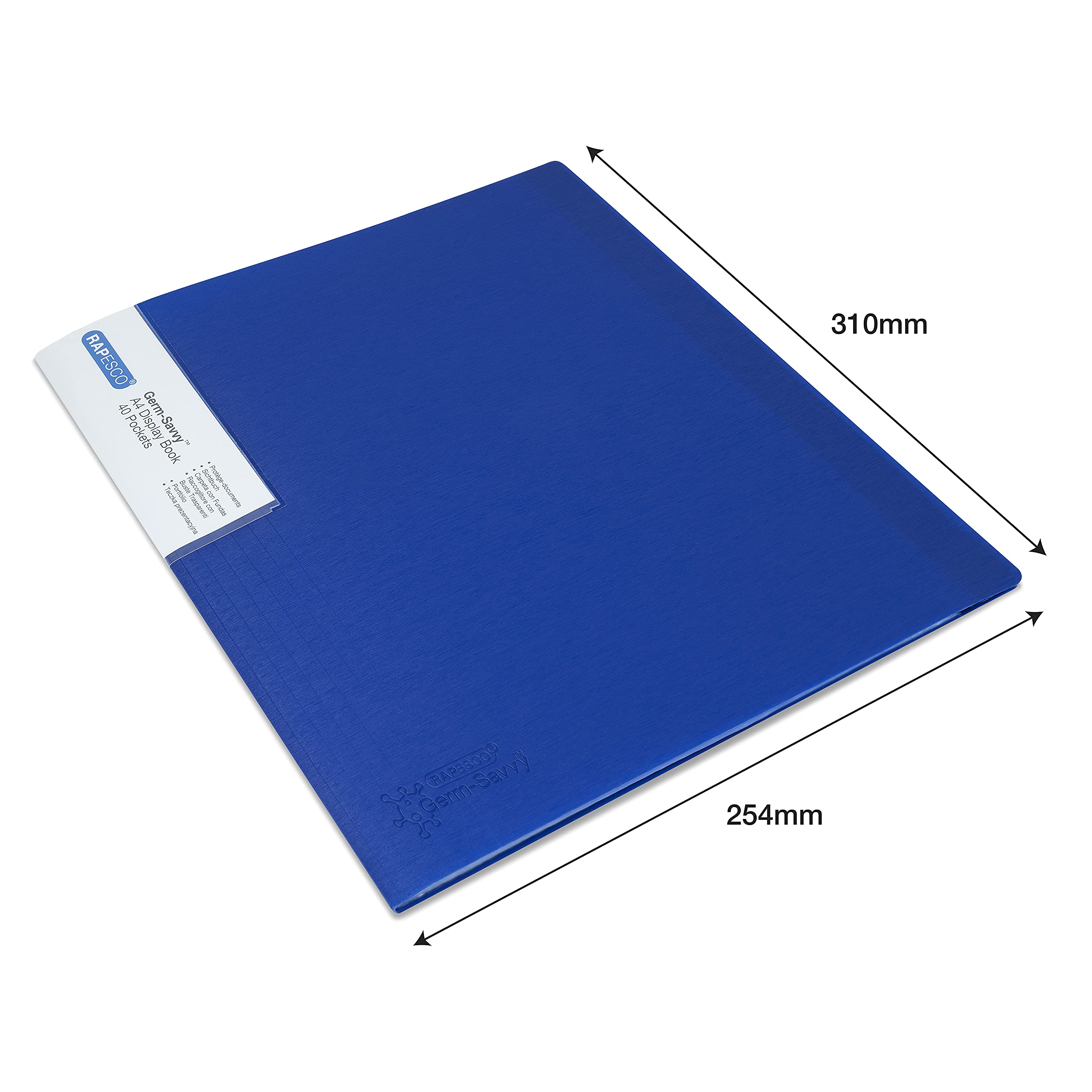 RAPESCO 1675 Presentation Folder - 40 Pockets, A4 Size, Blue | Antibacterial Protection | 100% Recycled PP 3