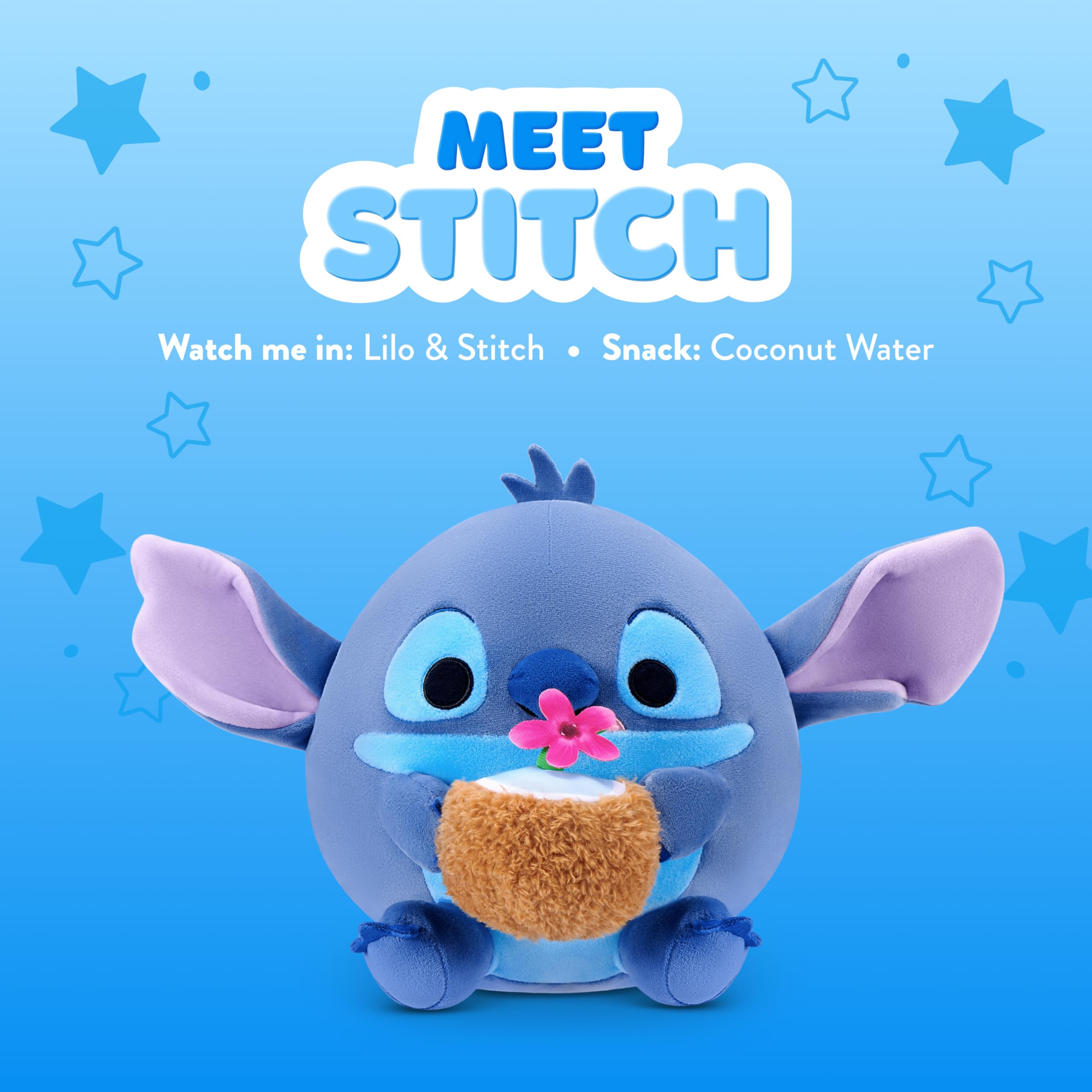 Snackles Disney 8-Inch Plush Toy - Stitch & Coconut Water | Ultra-Soft Polyester