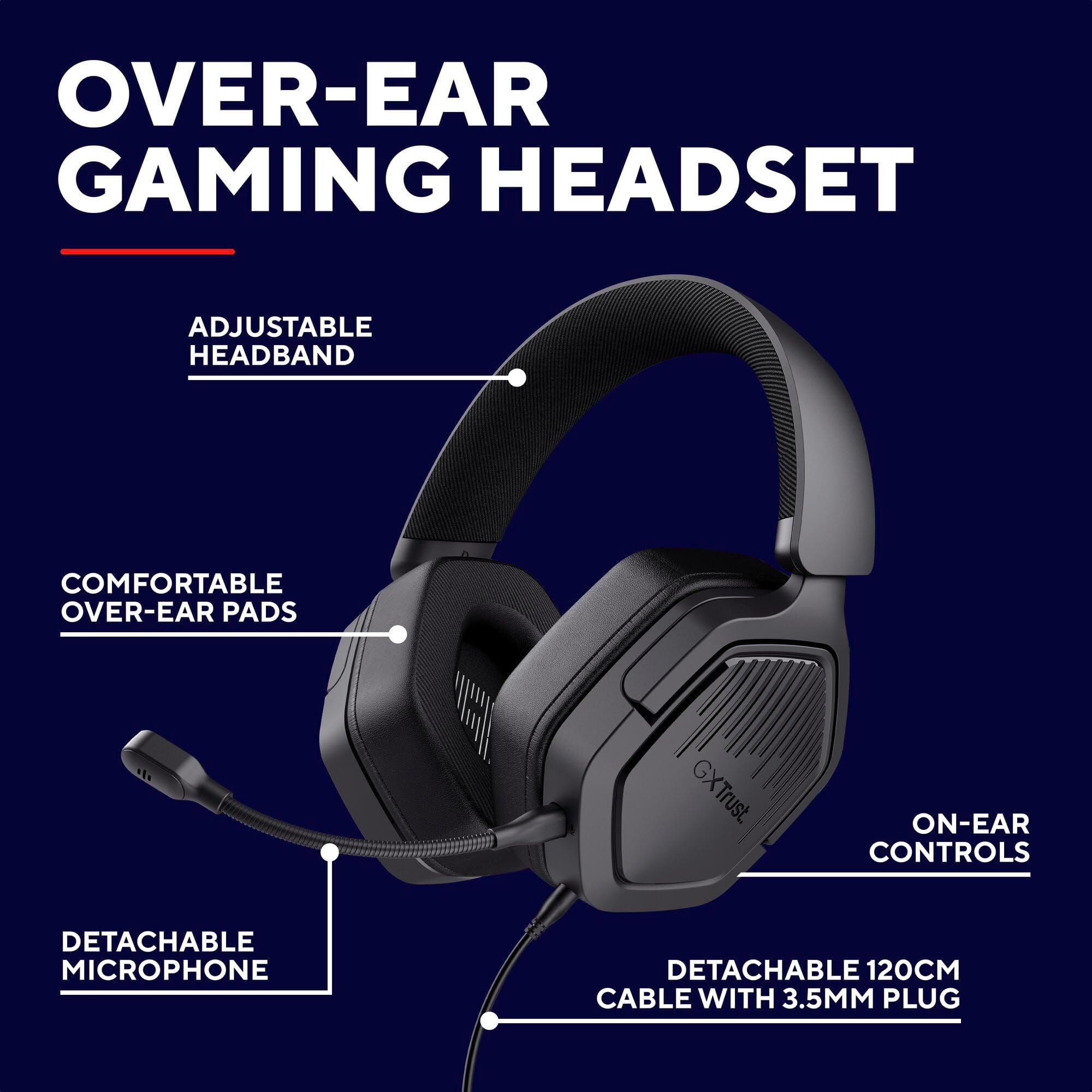 Trust Gaming Ravox GX1492 Gaming Headset with 50mm Drivers for PS5, PS4, Switch, PC, Mobile - 3.5mm Audio 11