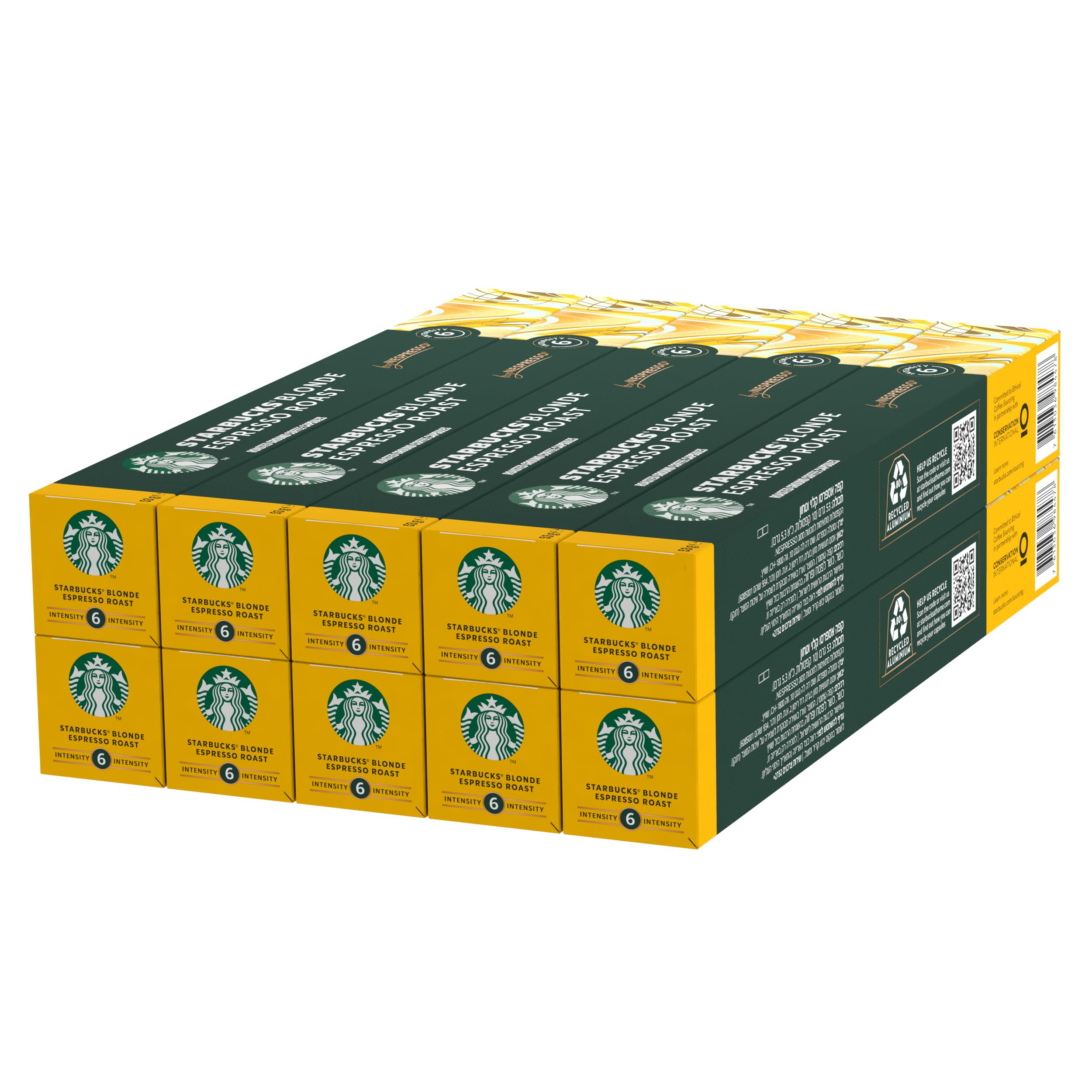 STARBUCKS Blonde Espresso Roast Coffee Capsules for Nespresso, Light Roast, 10 Count