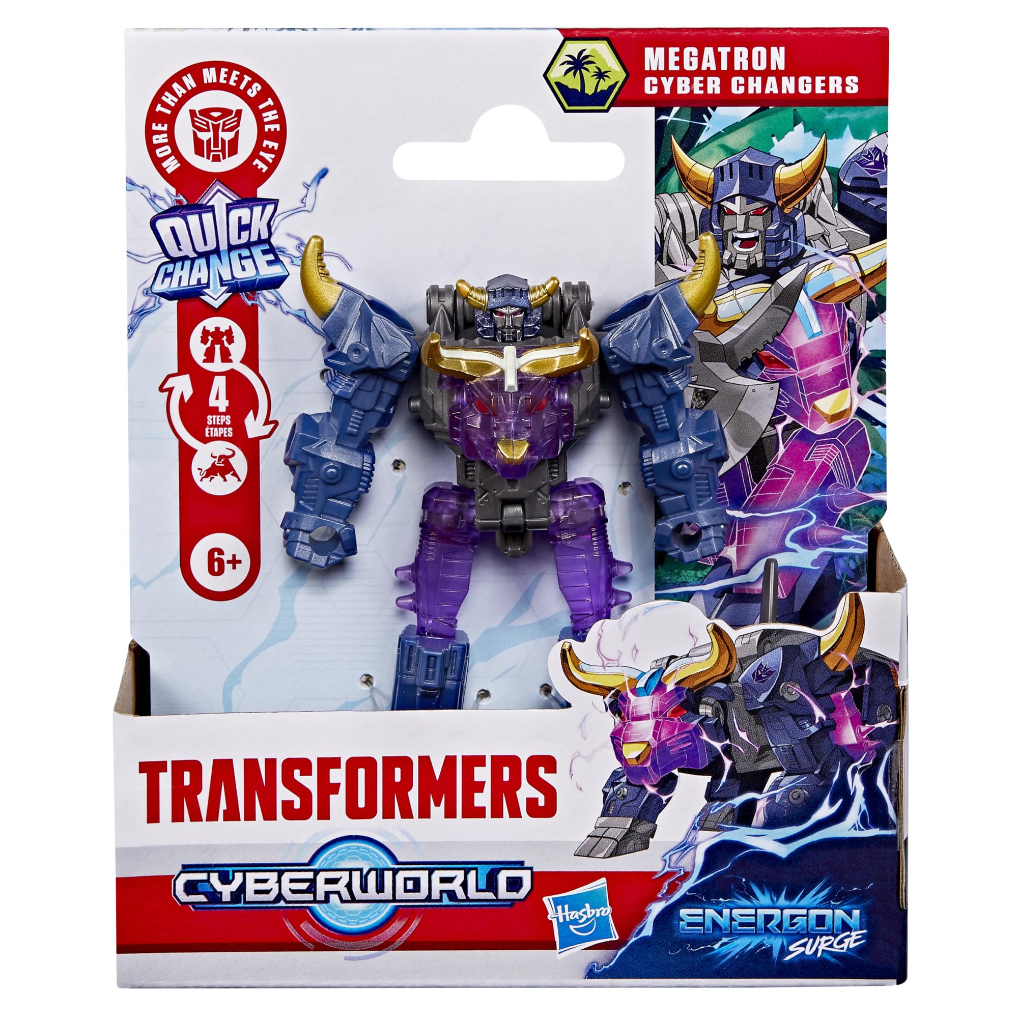Transformers Megatron Cyber Changers Energon Surge - 4-Inch Action Figure | Glow in the Dark | Ages 6+ 2