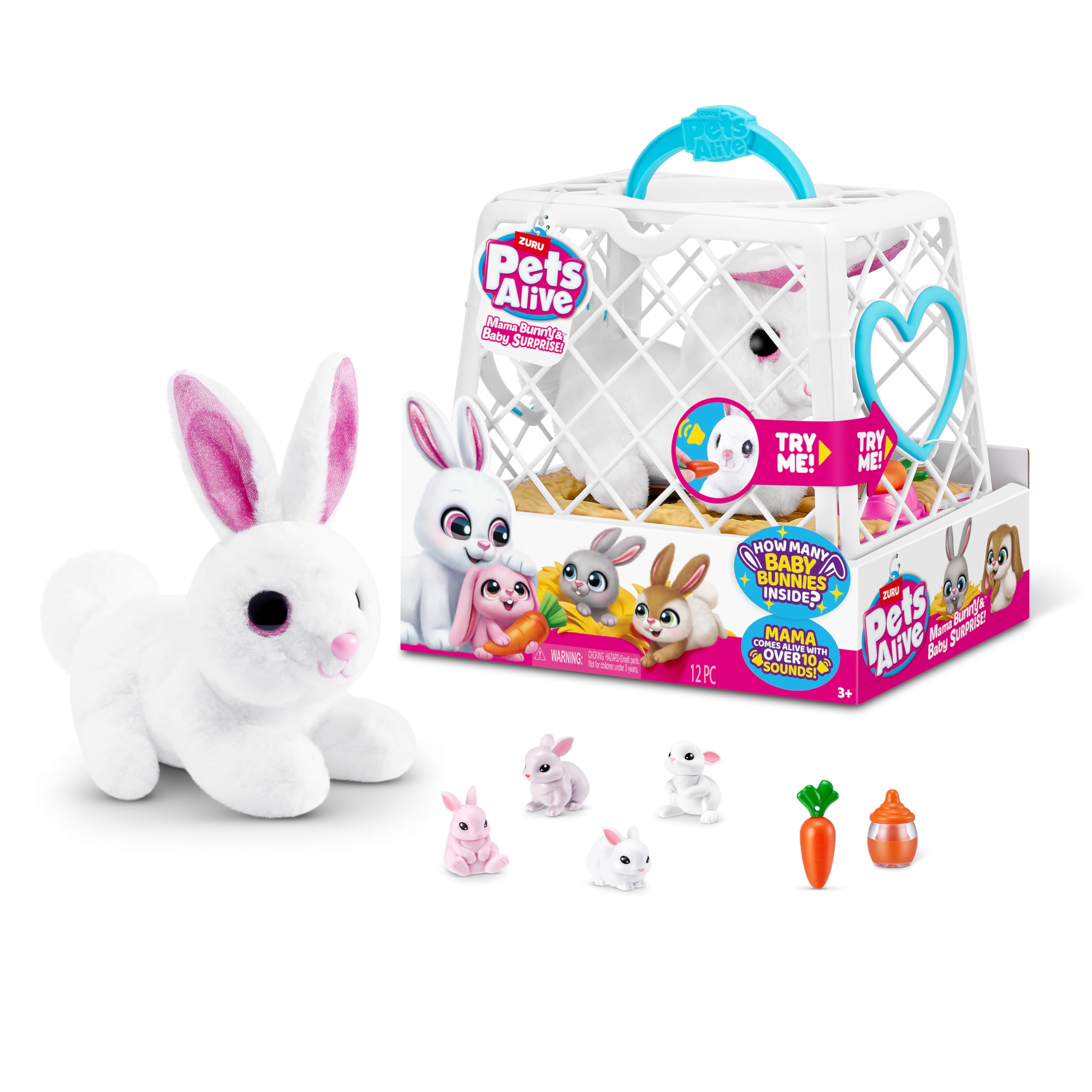 Pets Alive Mama Bunny & Baby Surprise Series 1 - Electronic Plush Toy with Sounds & Carrot Accessory 1