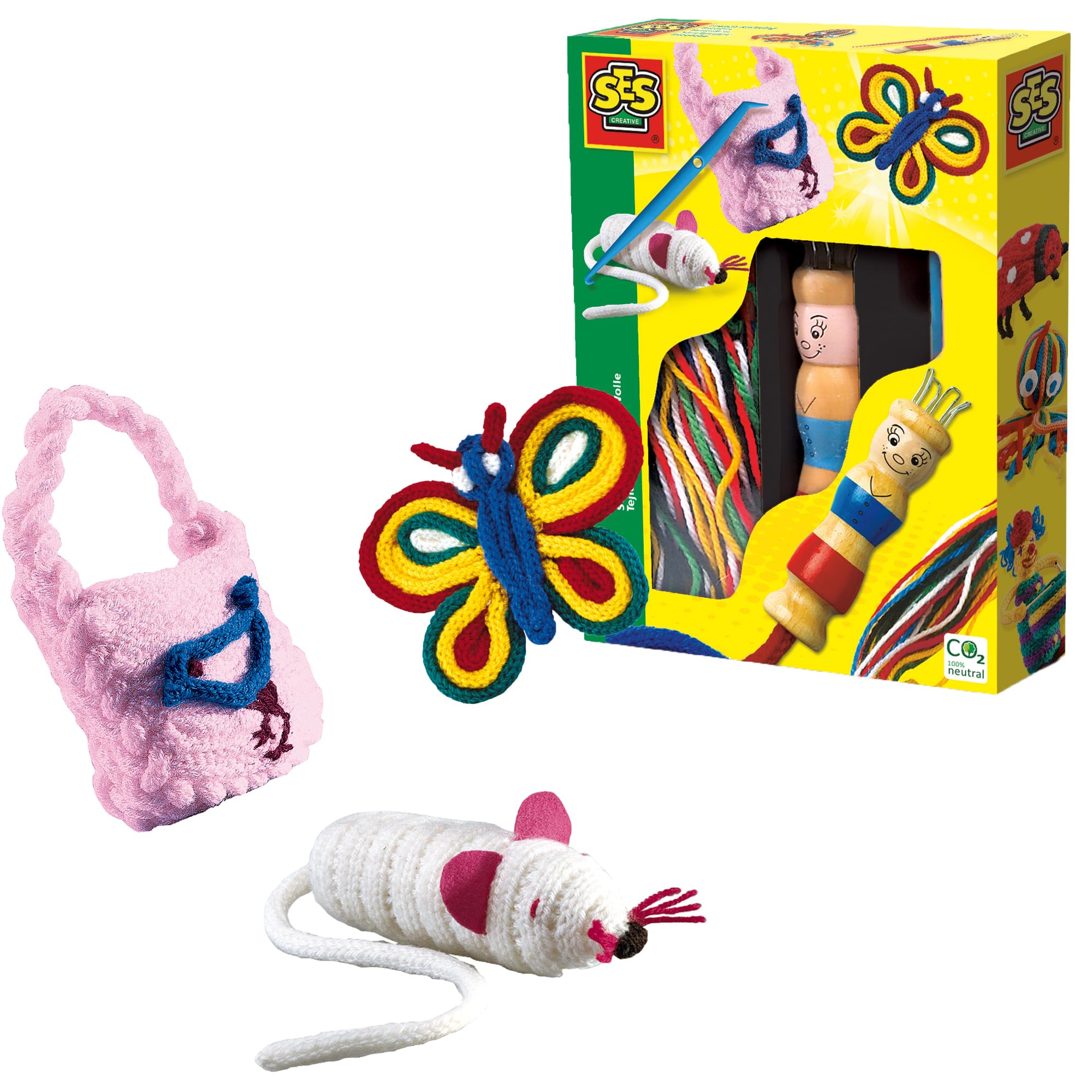 SES Creative French Knitting Set - Wooden Spool Doll Craft Kit for Kids 5+ 4