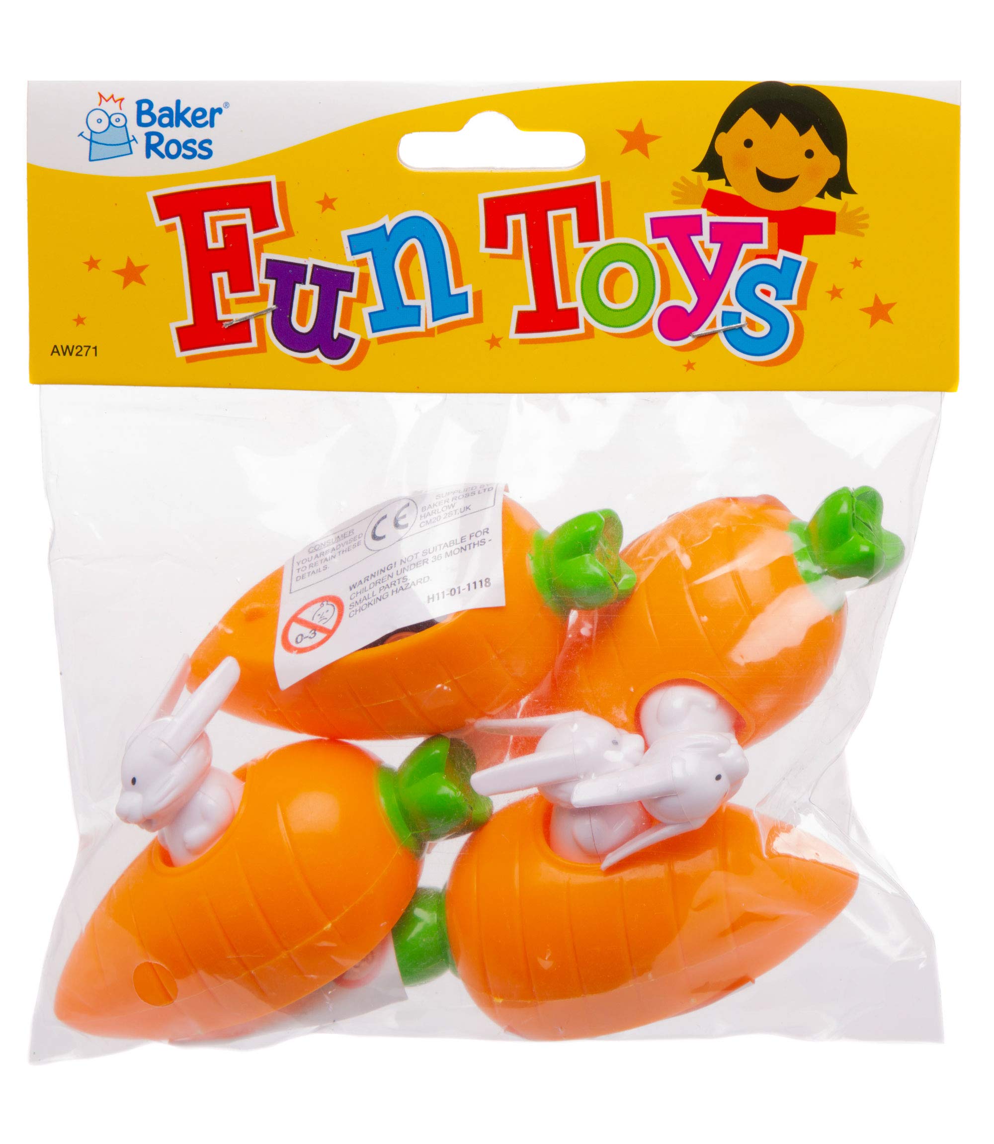 Baker Ross Bunny & Carrot Pull Back Racers (Pack of 4) | Plastic Toy Racers for Ages 3+ 3