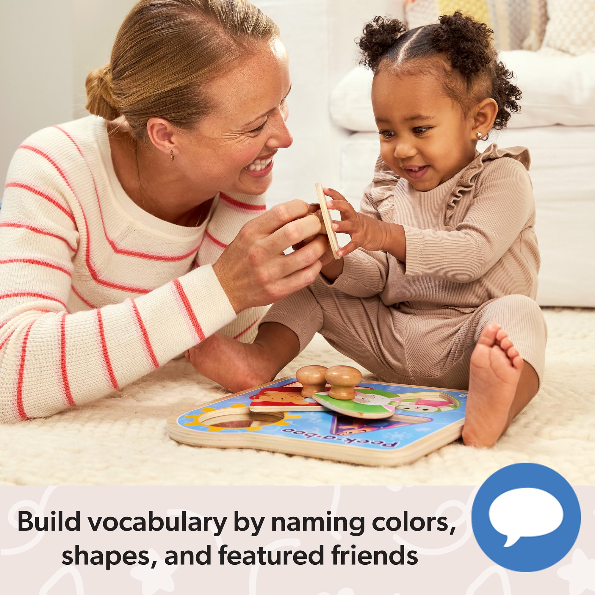 Melissa & Doug Ms Rachel Wooden Peek-a-Boo Jumbo Peg Puzzle - 4-Piece | Ages 1+ 6