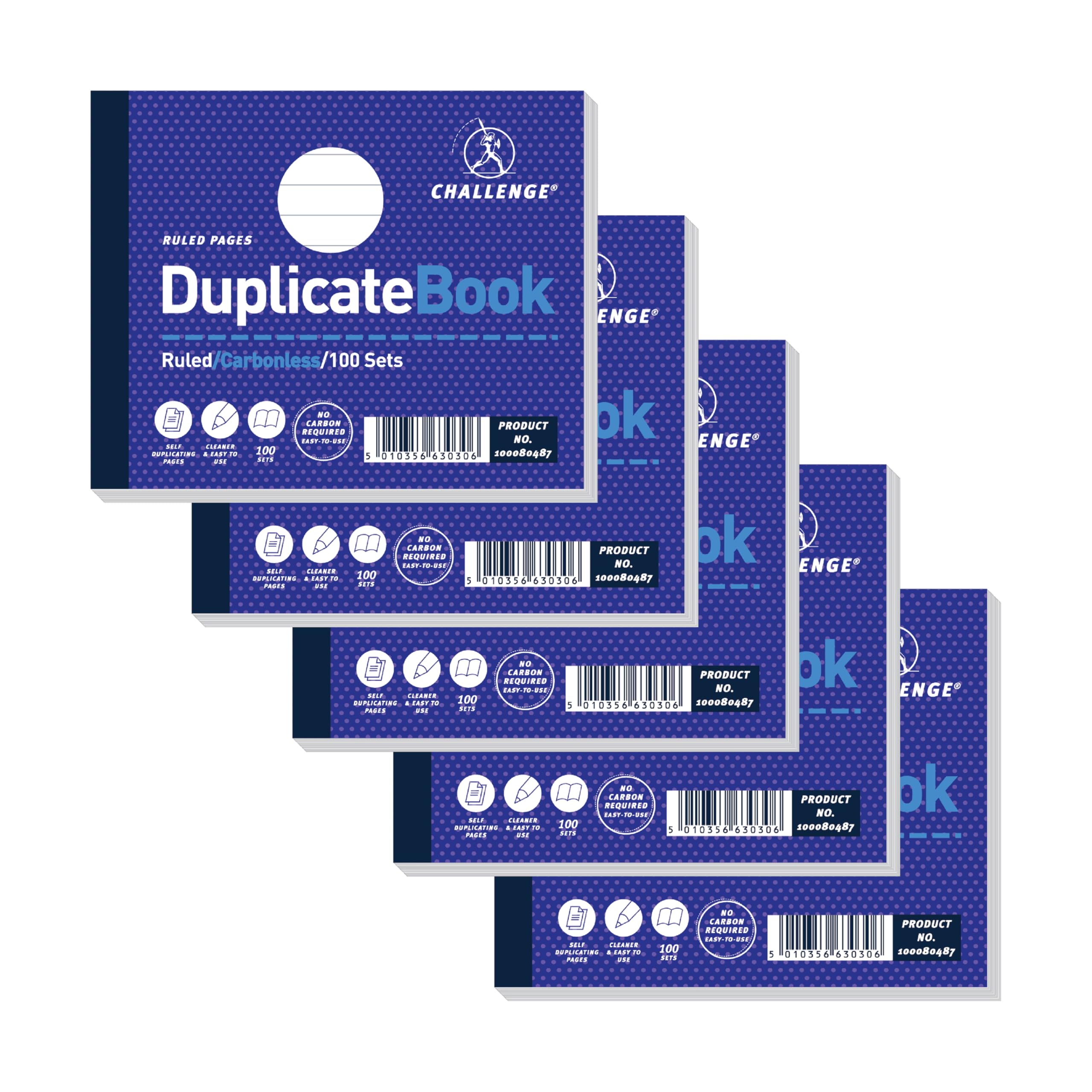CHALLENGE Duplicate Account Book - Carbonless | 100 Sets/Pages | 5 Pack | 105x130mm