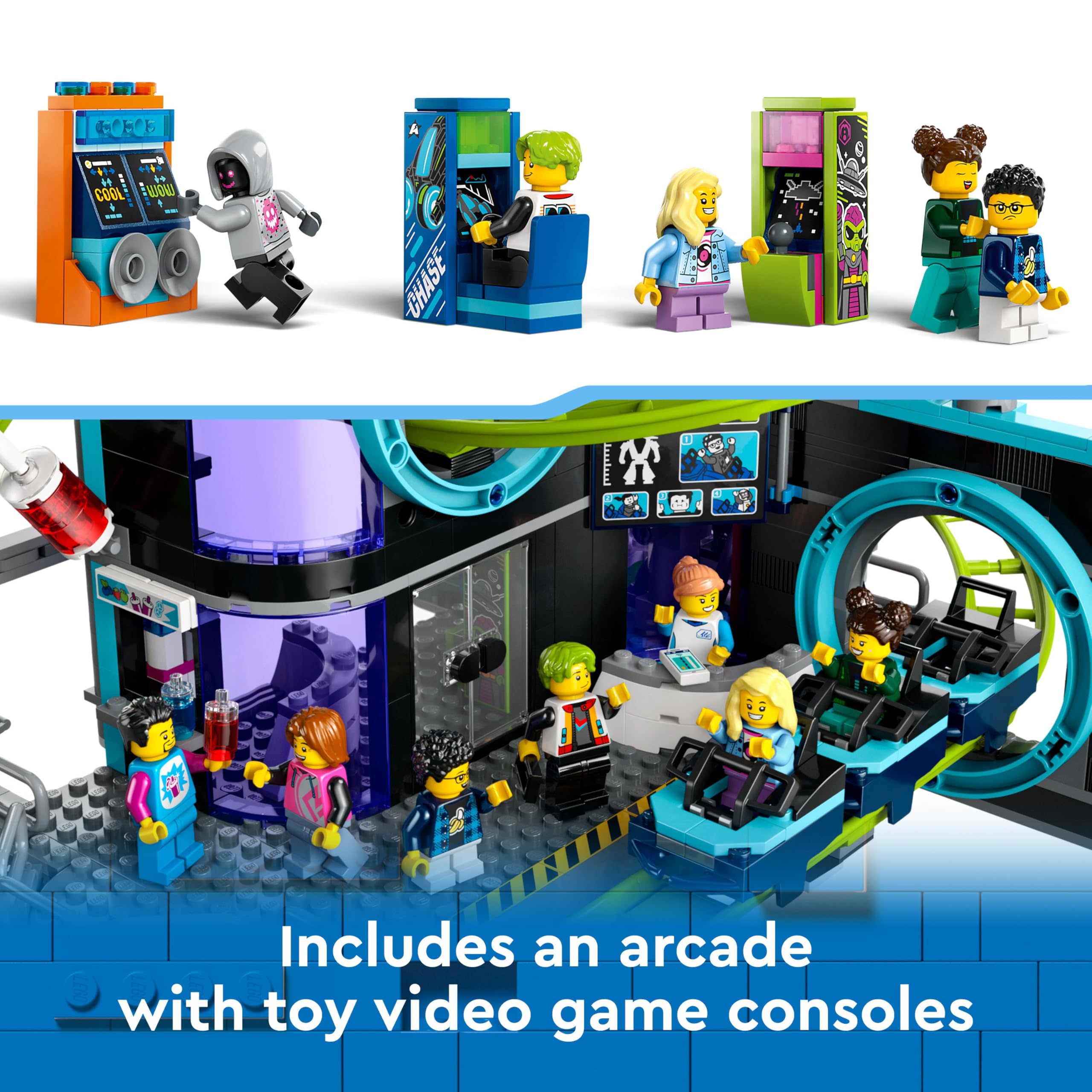 LEGO City Robot World Roller-Coaster Park Set 60421 - Building Toy with Mech, Arcade & Minifigures 11