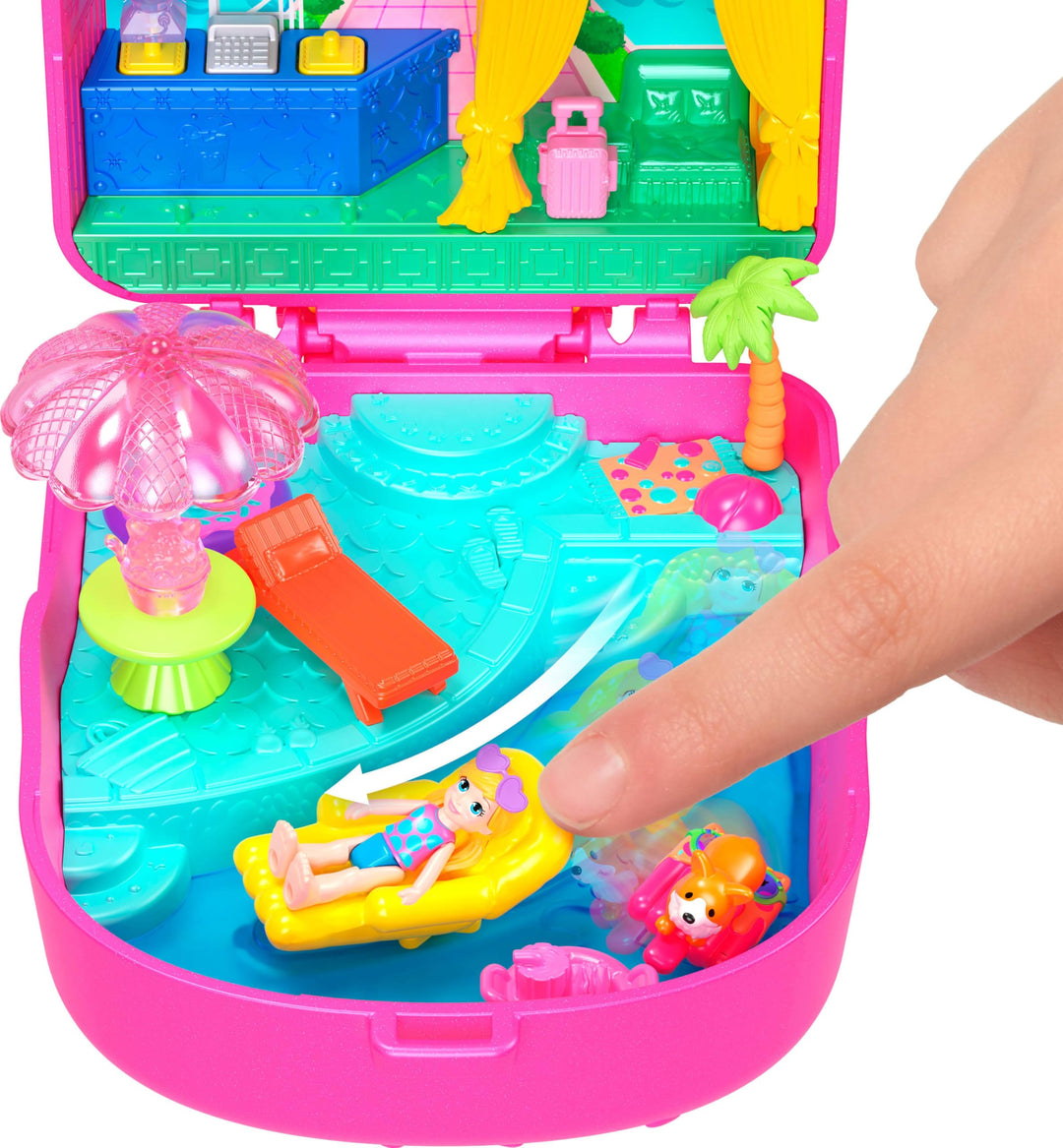 Polly Pocket Kitty Popsicle Resort Compact - Travel Playset with Micro Doll & 11 Accessories