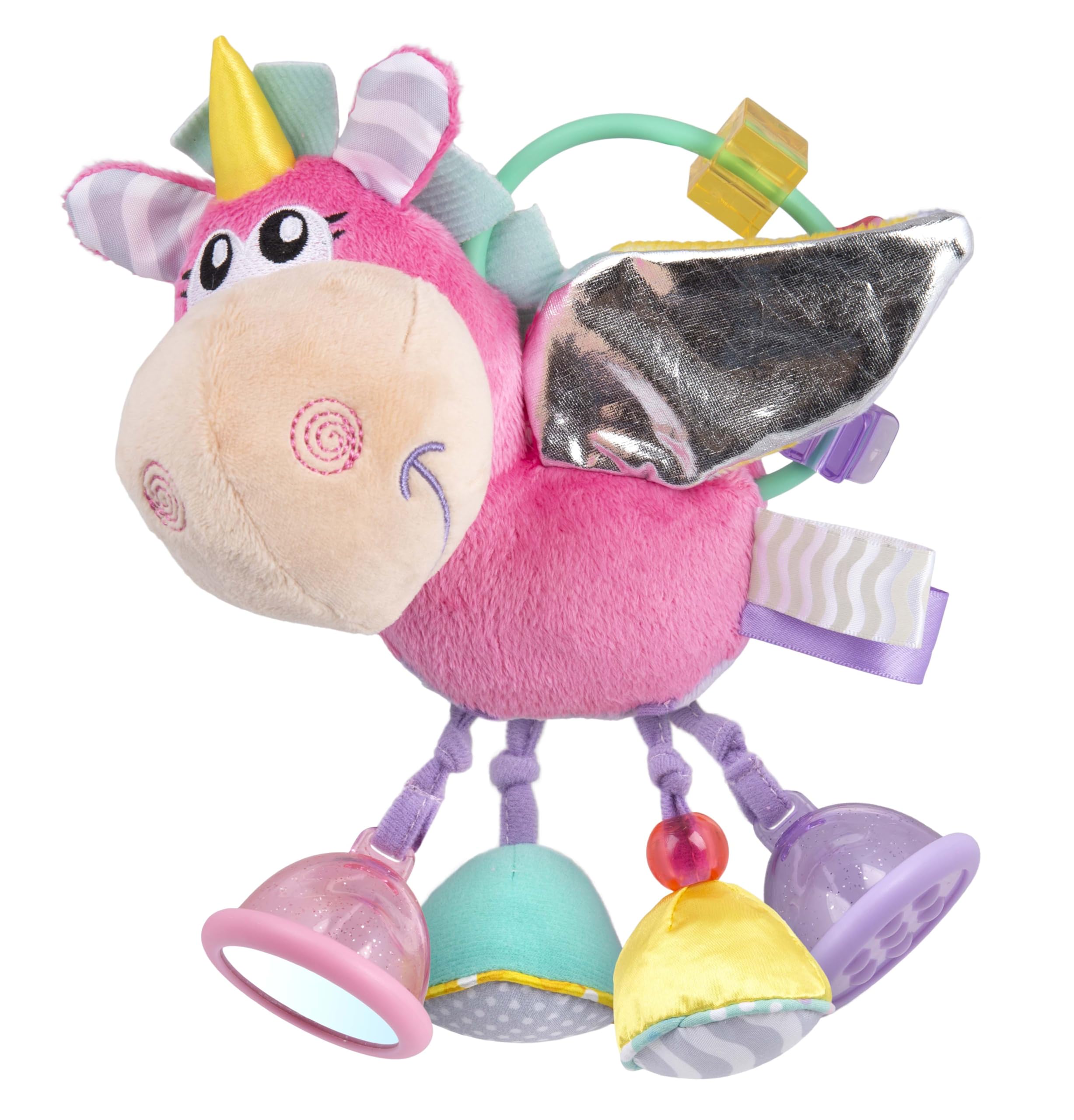Playgro Unicorn Clip Clop Activity Rattle - Sensory Teether for 3M+ | Pink