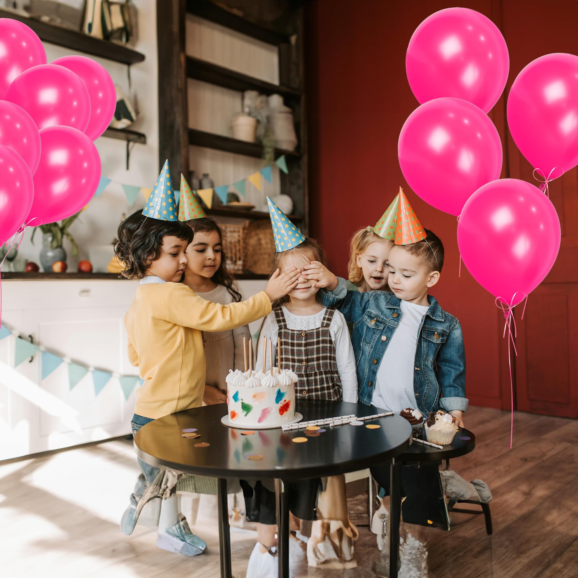 SHATCHI Fuchsia Pink Balloons - 25 Pack, 12 Inch Thick Latex, Biodegradable | Supports Helium & Air 7