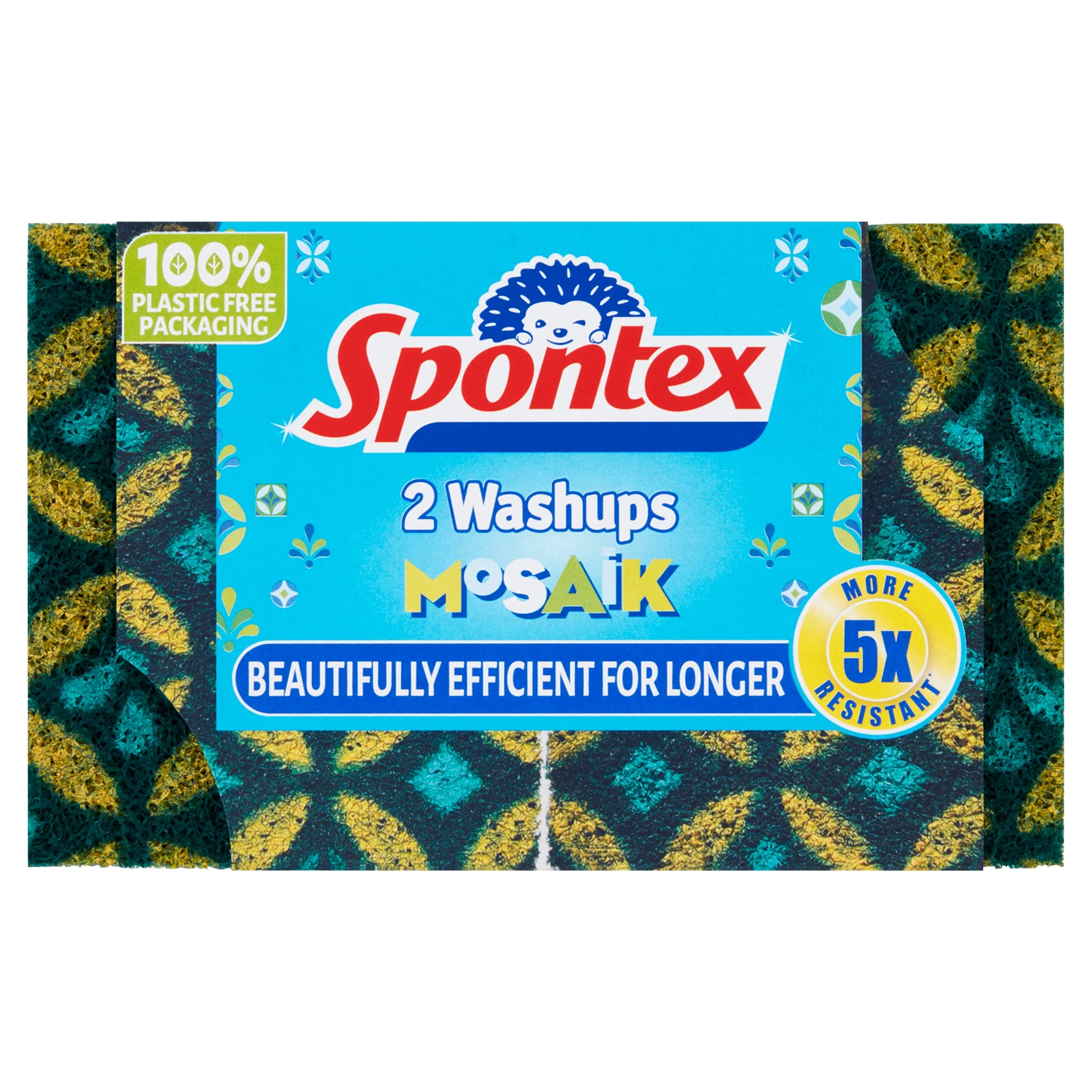 Spontex Washups Mosaik Sponge Scourers - 5x More Resistant to Wear | Pack of 2 1