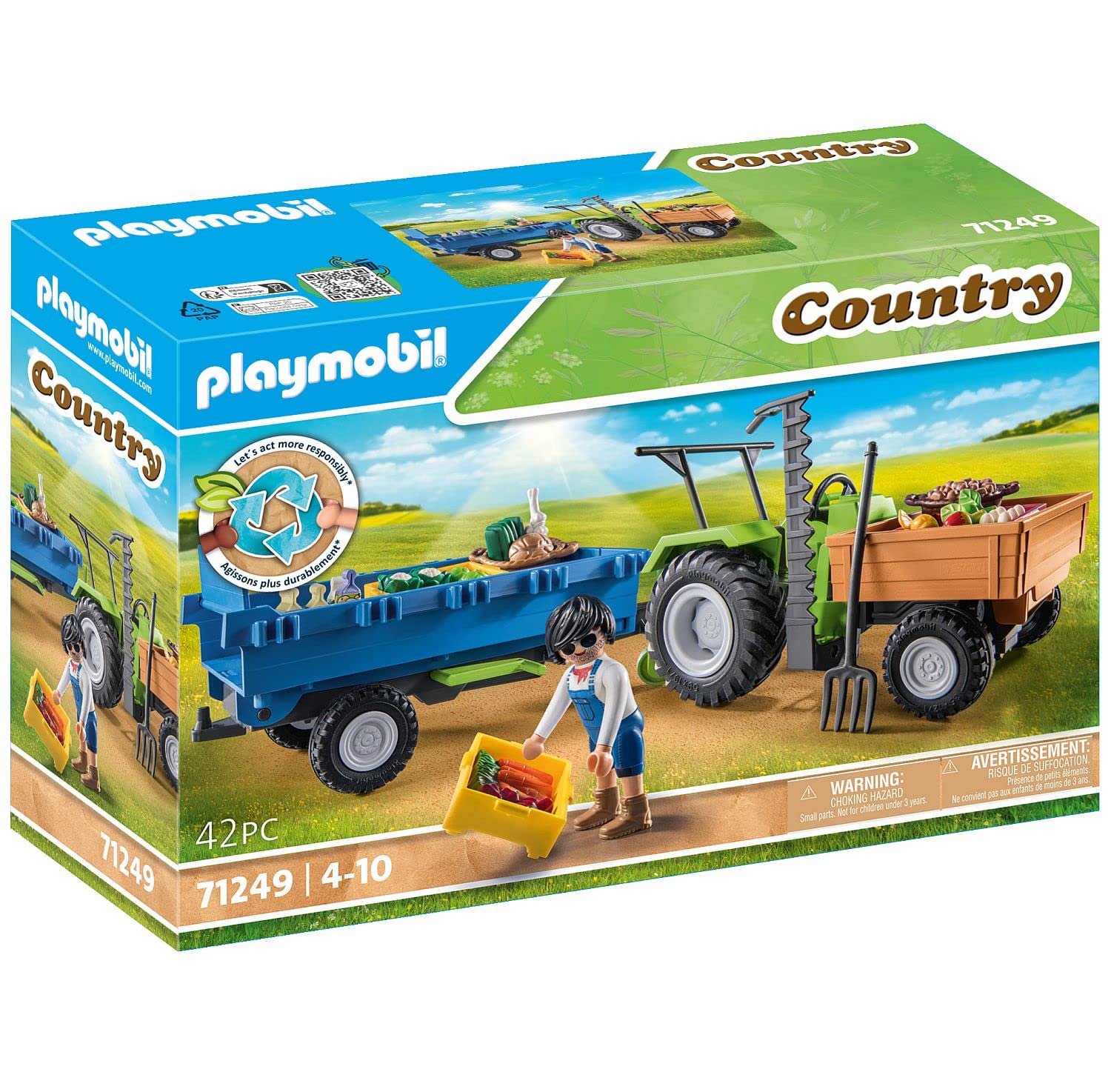 Playmobil Country Harvester Tractor with Trailer and Transport Boxes - Farm Playset for Kids 4+ 9