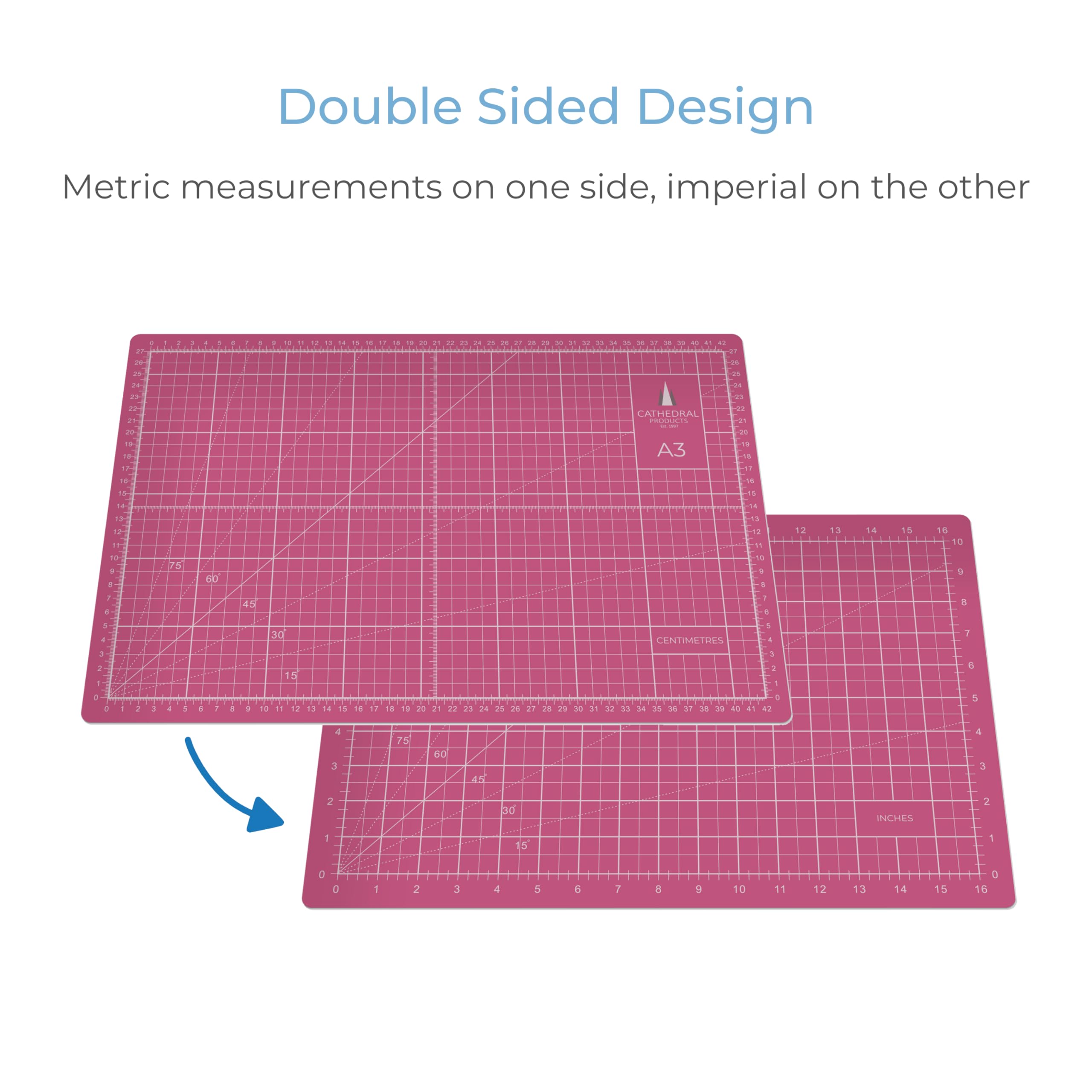 Cathedral Products A4 Double-Sided Self-Healing Cutting Mat | 3mm Thick | Pink