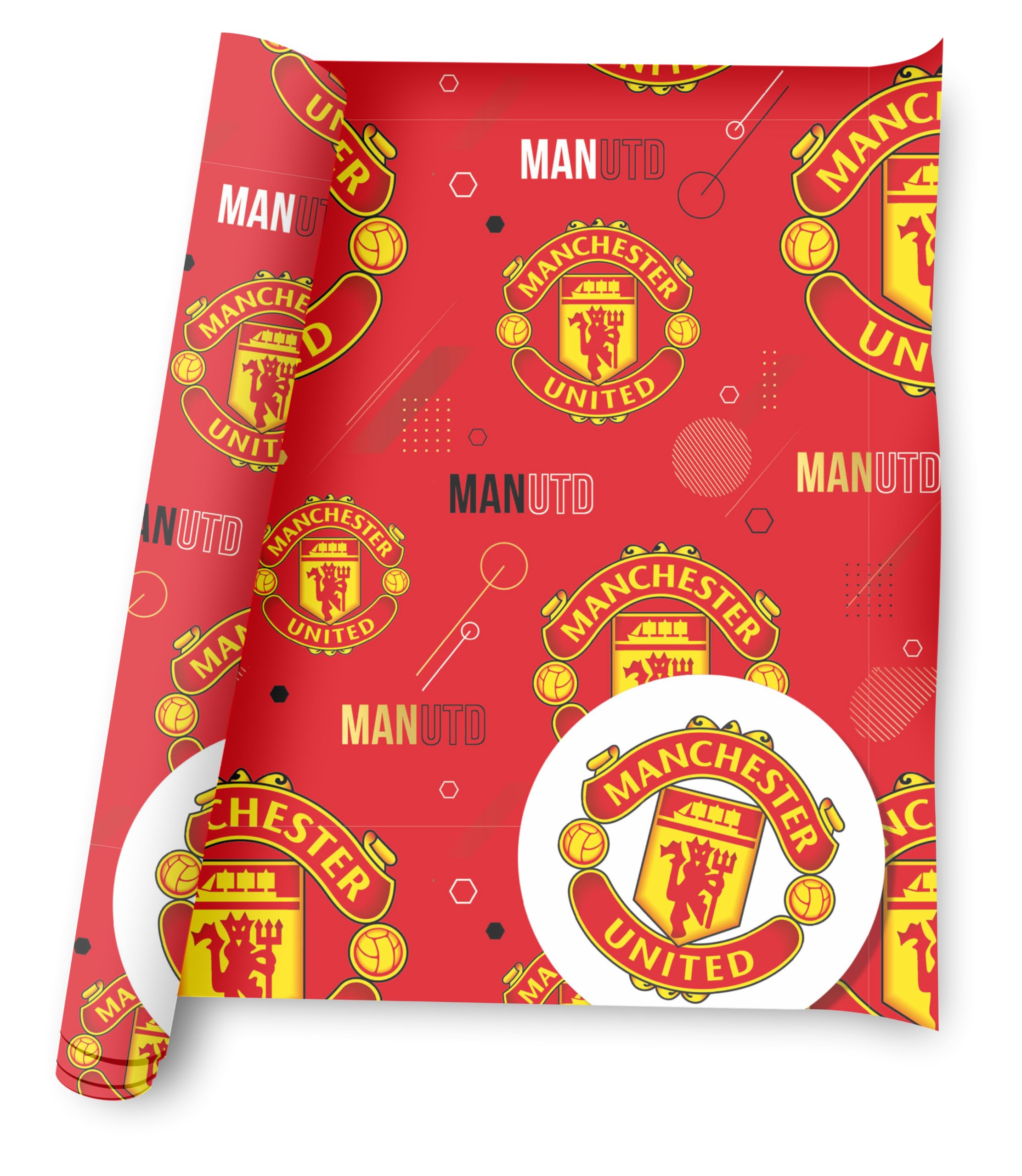 Danilo Promotions LTD Manchester United Wrapping Paper - 2 Sheets, 2 Tags | Red Football Theme 3
