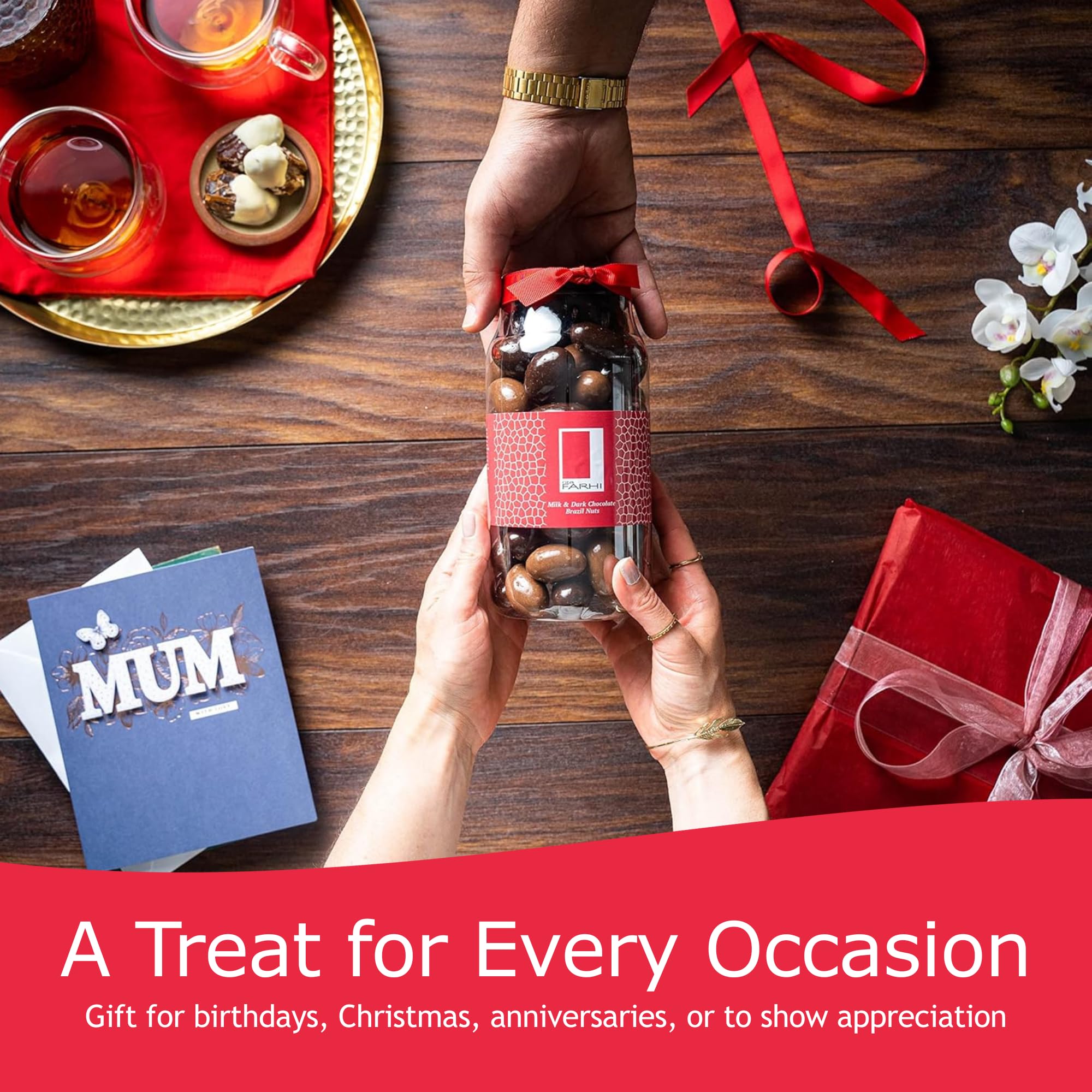 Rita Farhi - Milk & Dark Chocolate Covered Brazil Nuts Luxury Gift Jar 740g 10