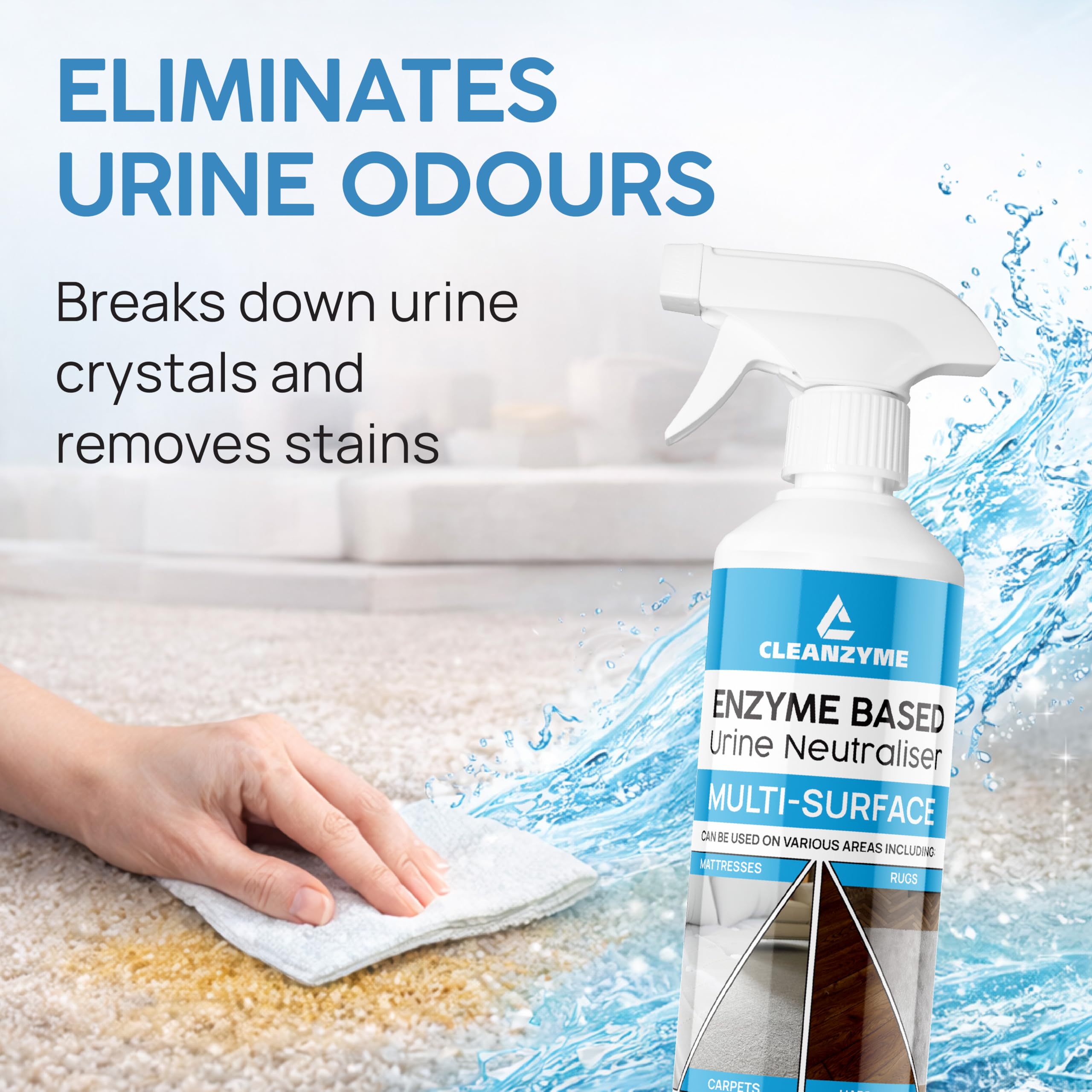 Cleanzyme Urine Odour Neutraliser - Enzyme Formula for Spots & Stains | 500ml 2